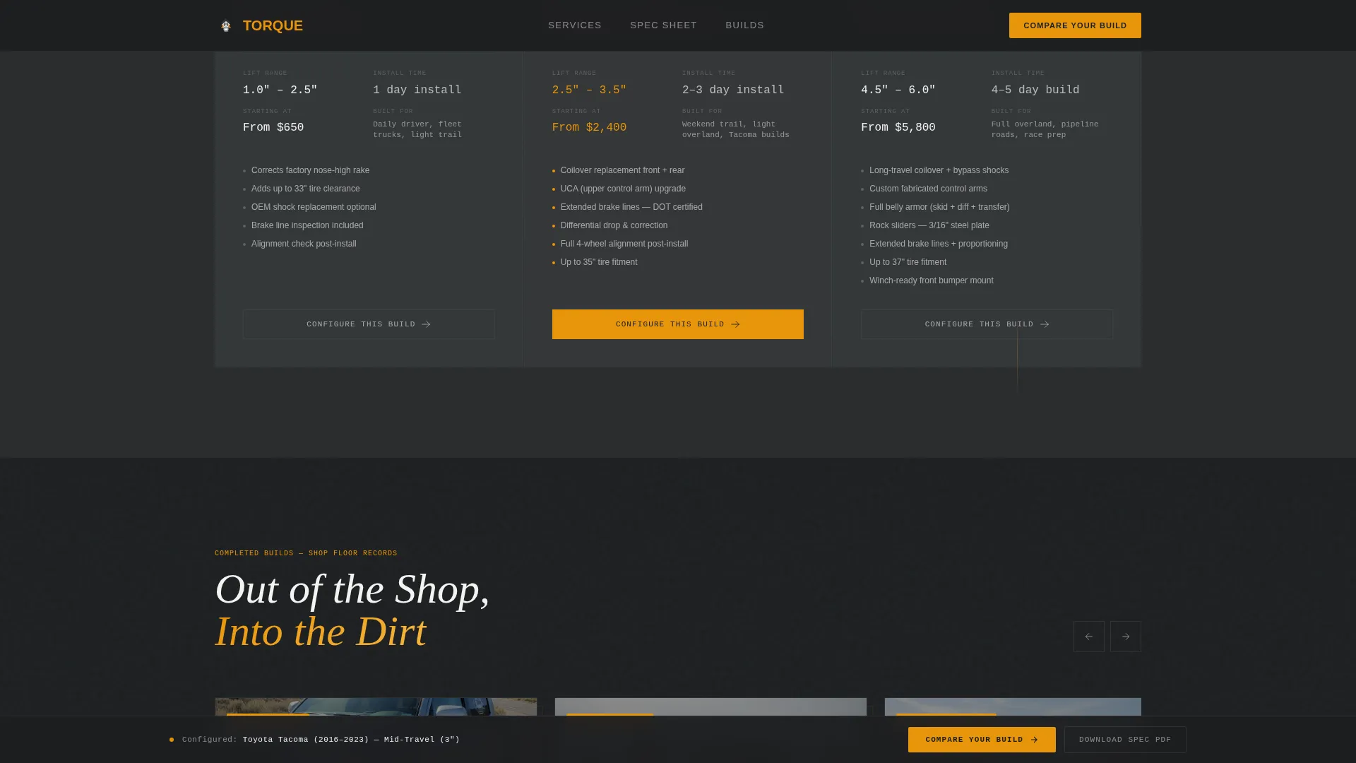 Off-Road & Lift Kit Installer Landing Page Template