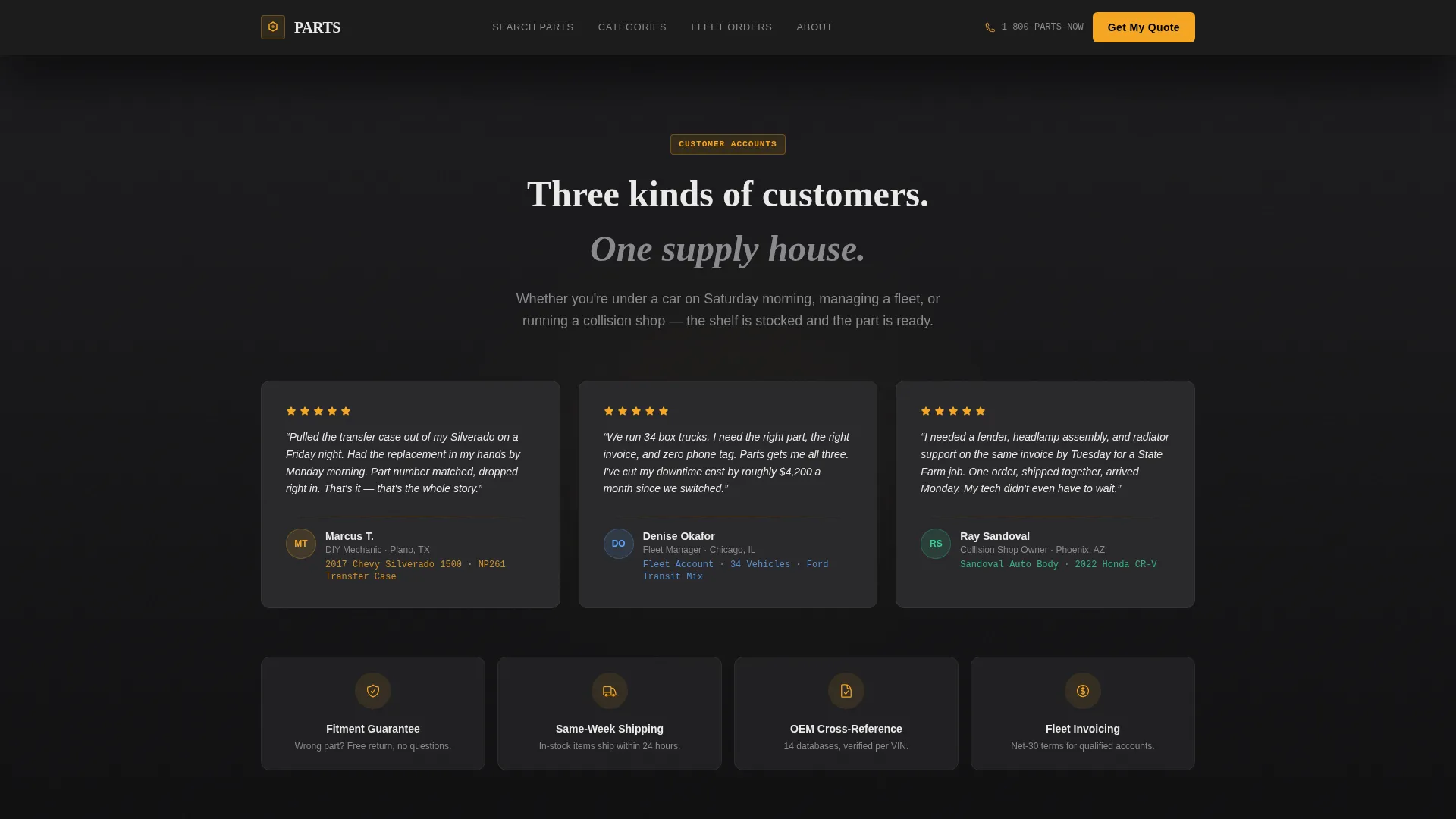 Industrial Auto Parts Landing Page Template