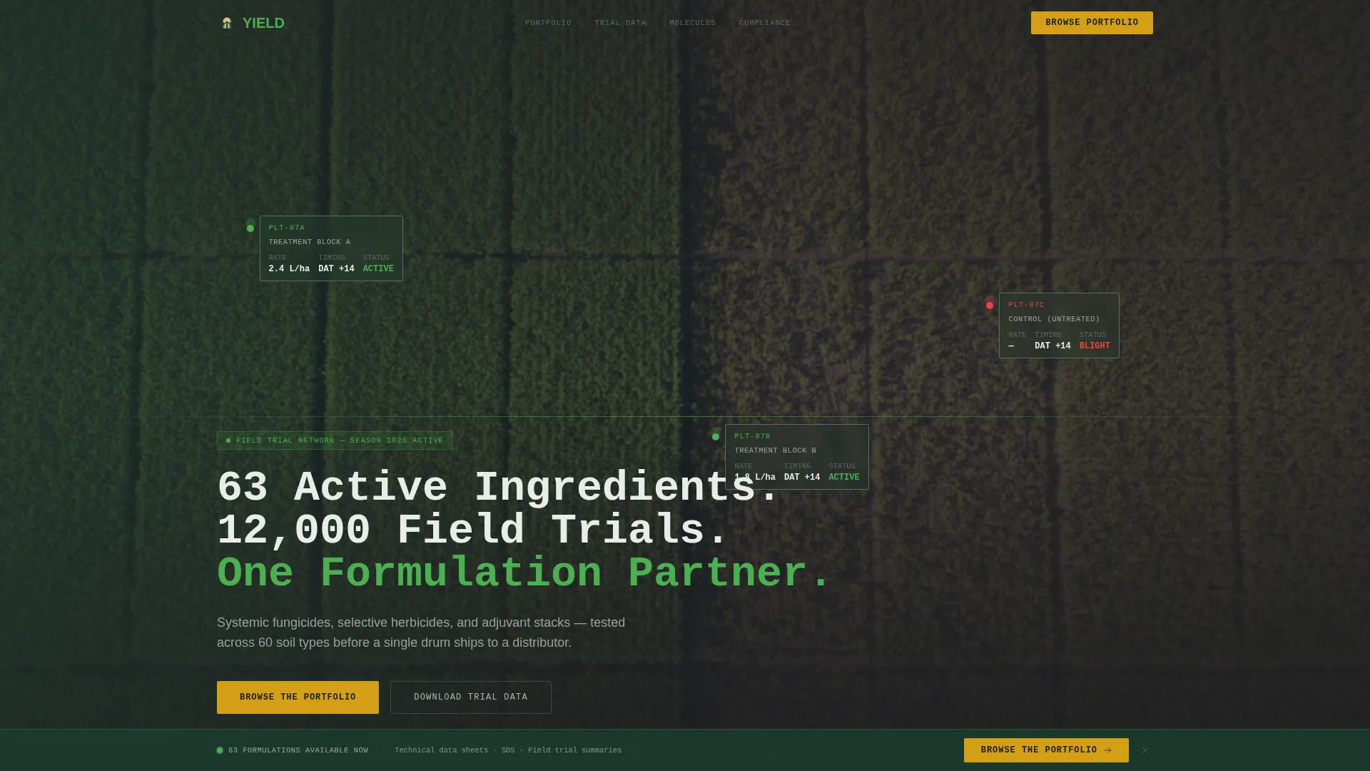 Agrochemical Landing Page Template | Data Grid