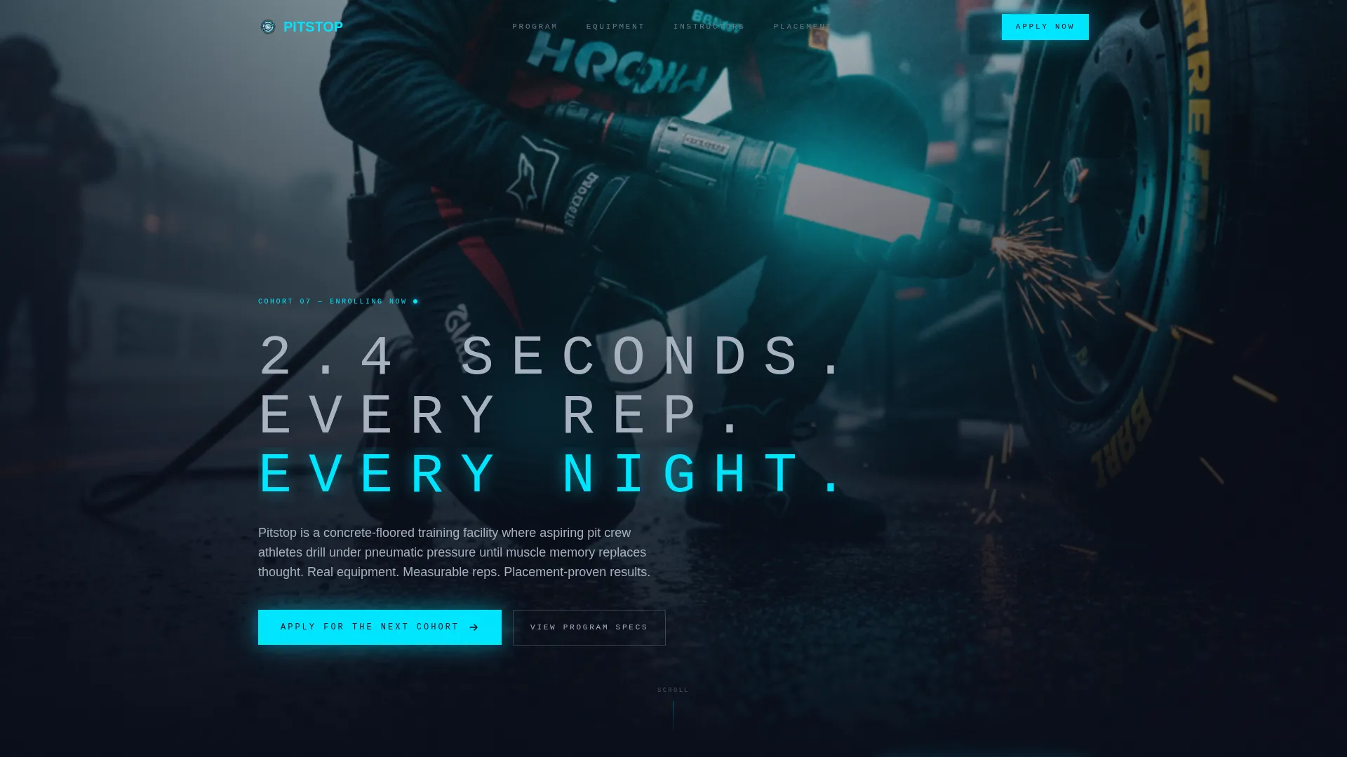 Pit Crew Training Landing Page Template