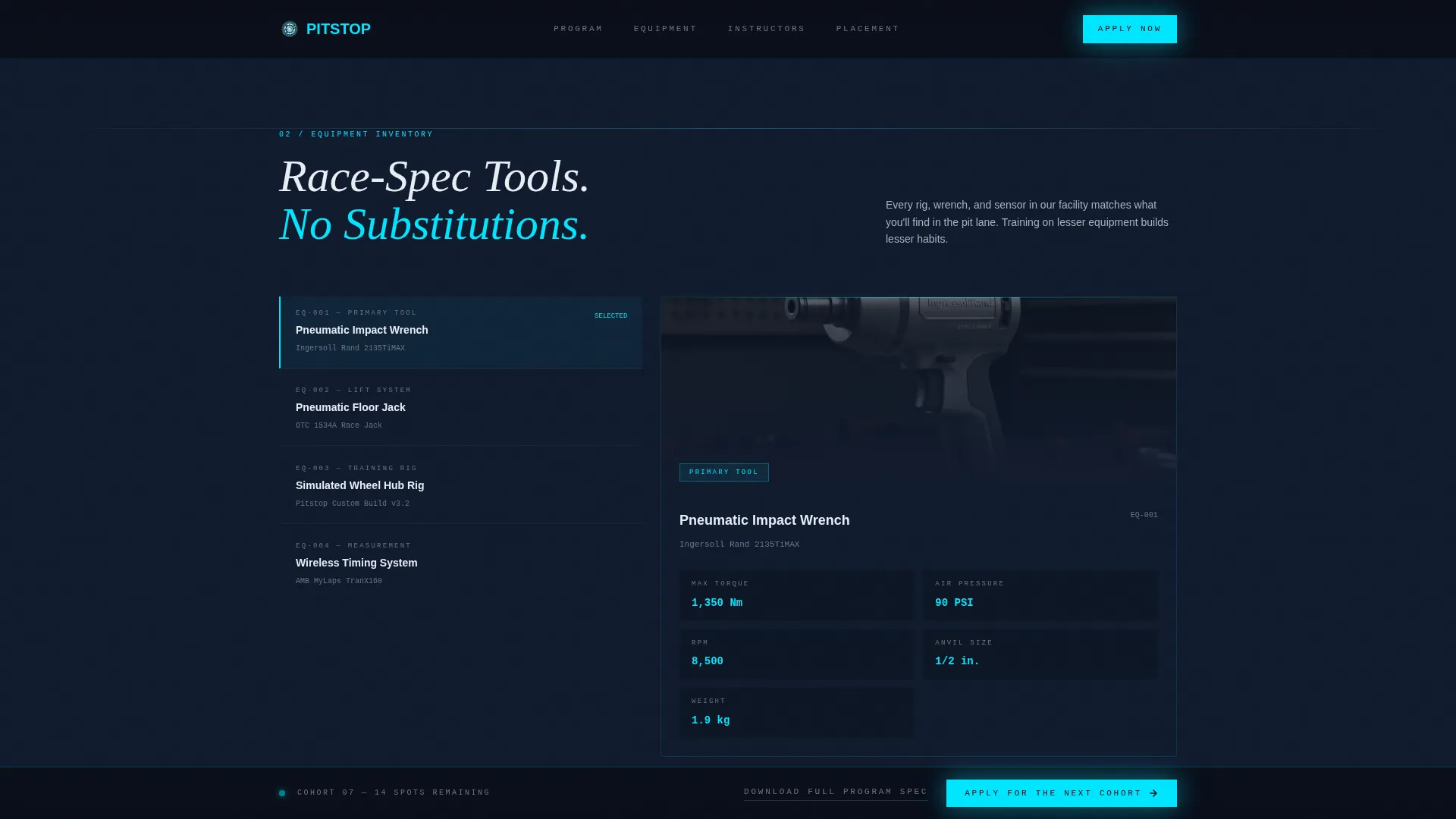 Pit Crew Training Landing Page Template