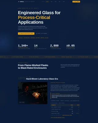 Precision Industrial Glass Studio Landing Page