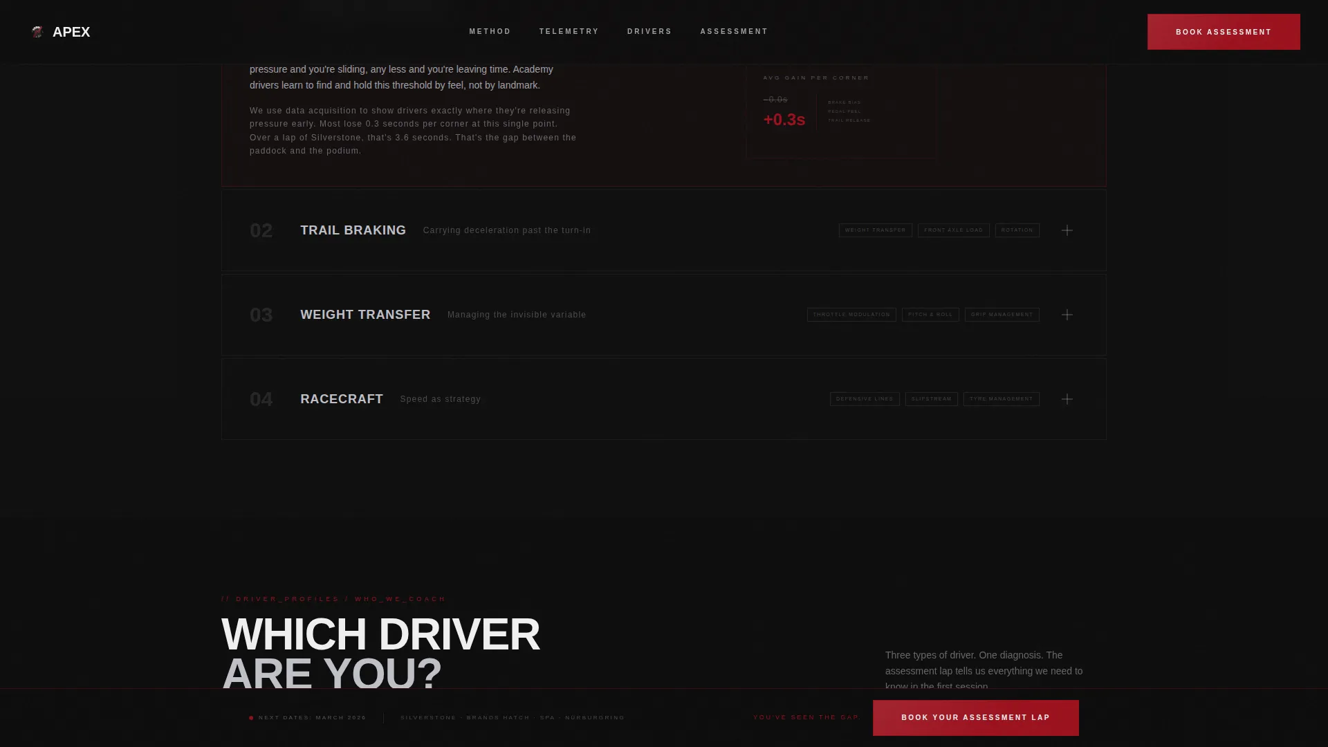 Racing Driver Academy Landing Page Template