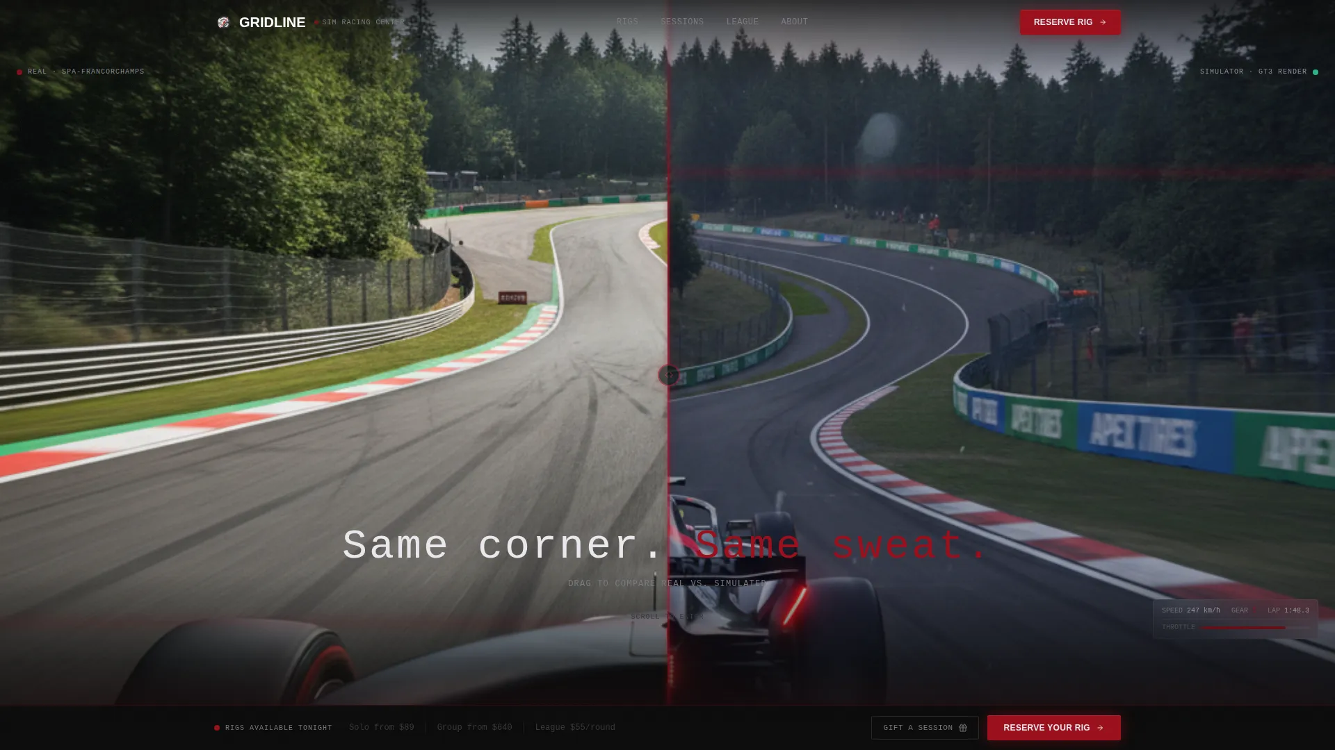Racing Simulator Center Landing Page Template