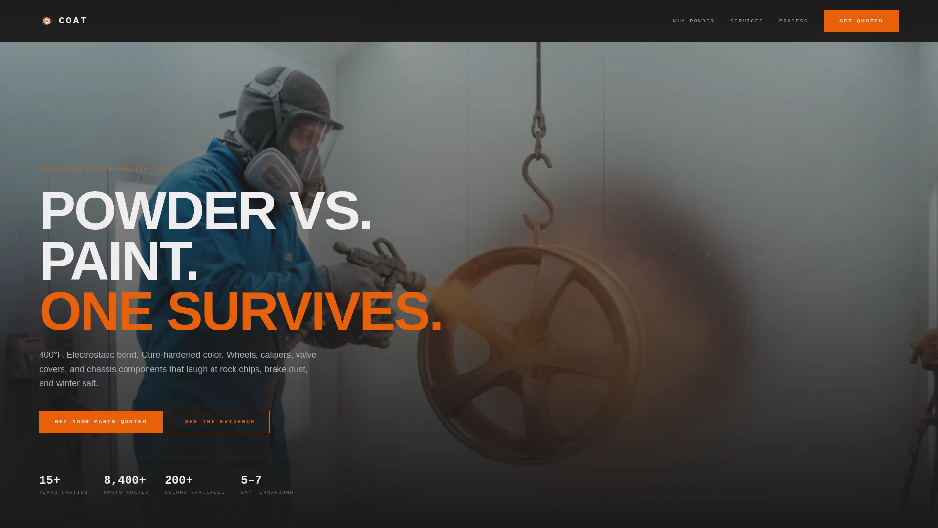 Industrial Automotive Powder Coating Landing Page Template