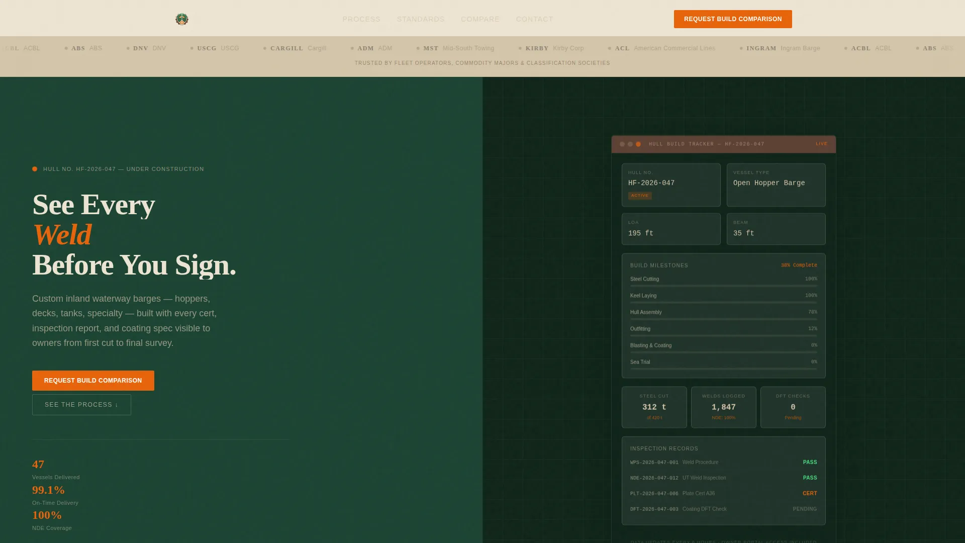Transparent Barge Builder Landing Page Template