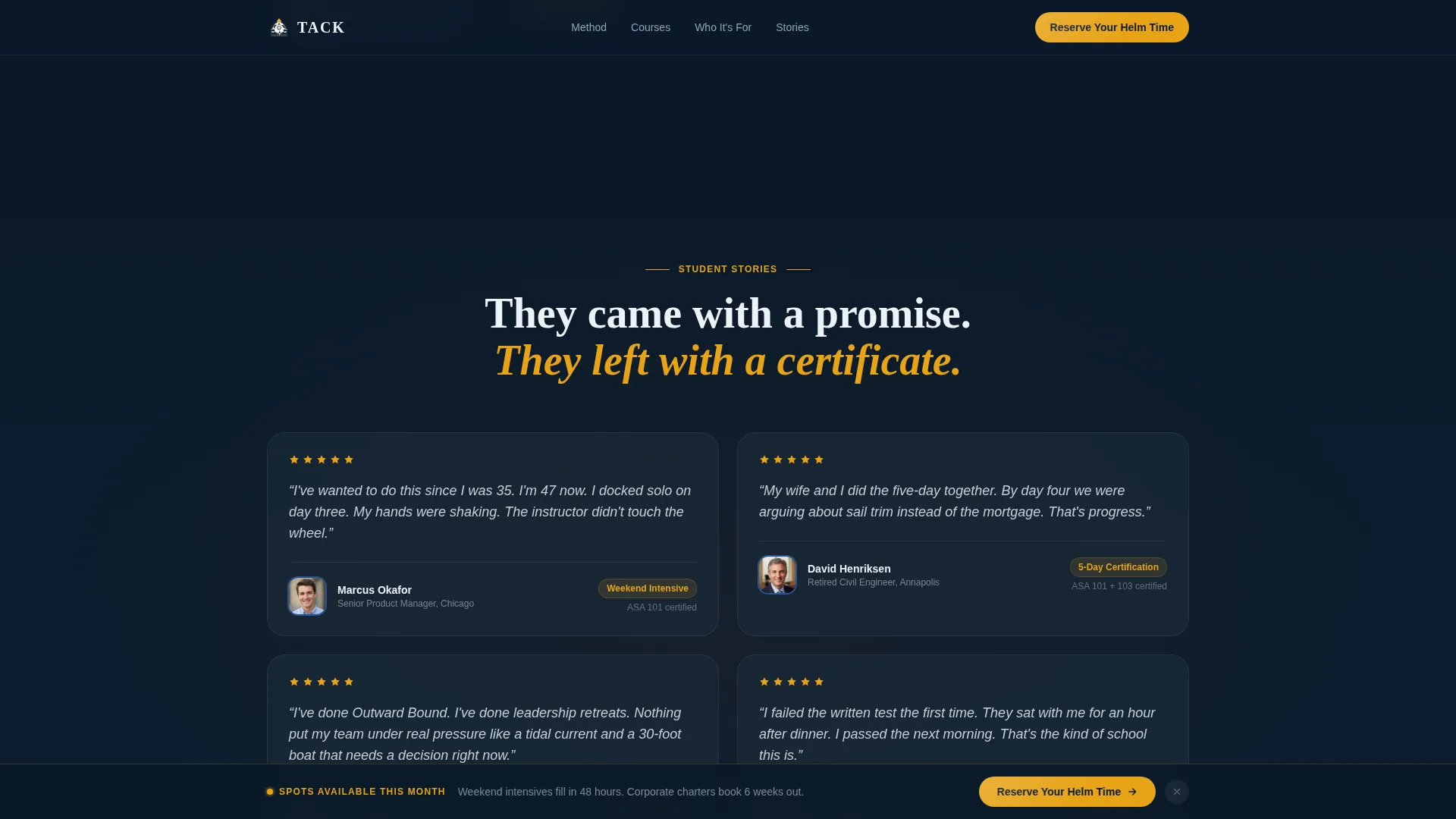 Sailing School Booking Landing Page Template