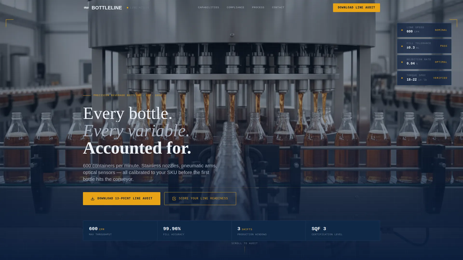 Beverage Bottling Landing Page Template