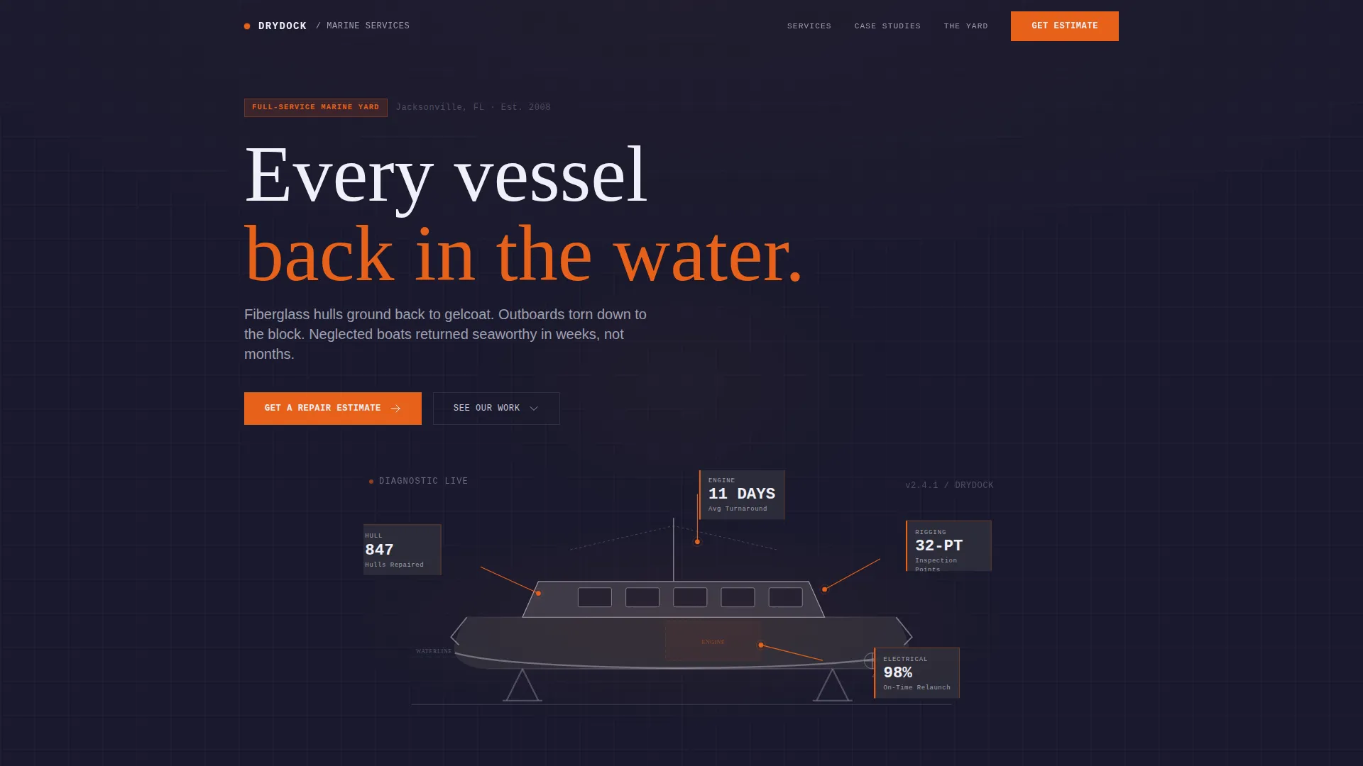 Marina & Boat Repair Landing Page Template