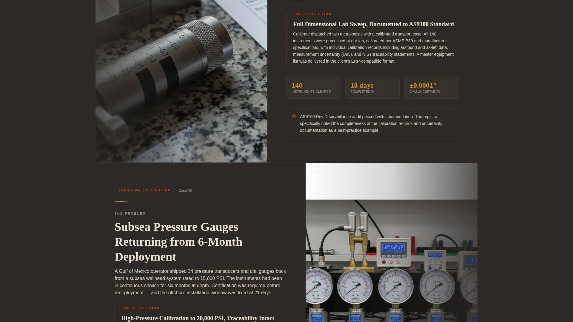 Precision Calibration Service Landing Page Template