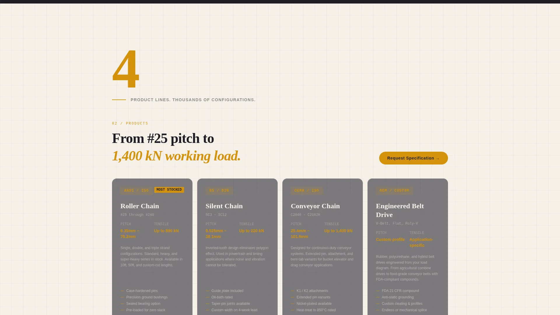 Precision Chain & Belt Manufacturer Landing Page Template