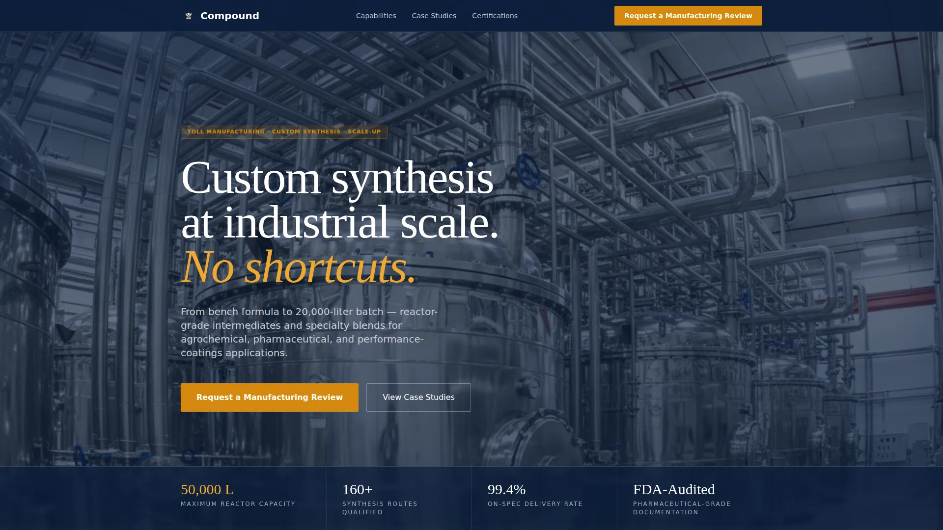 Chemical Manufacturer Landing Page Template