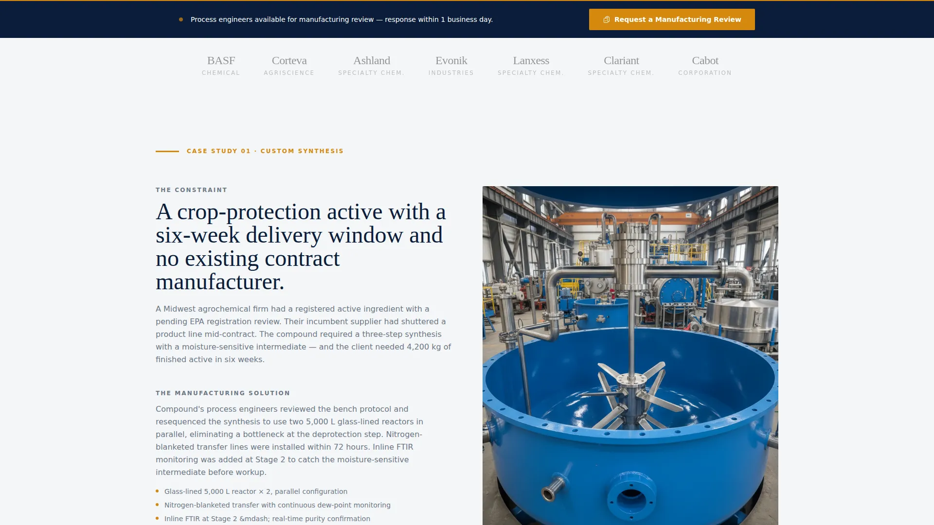 Chemical Manufacturer Landing Page Template