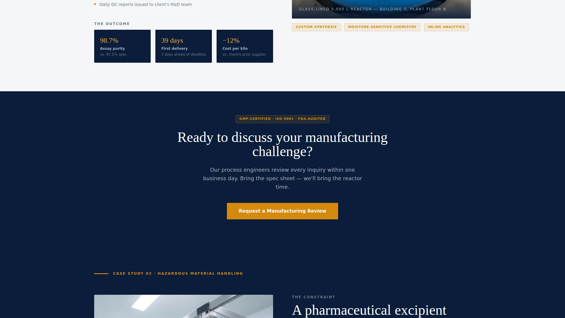 Chemical Manufacturer Landing Page Template
