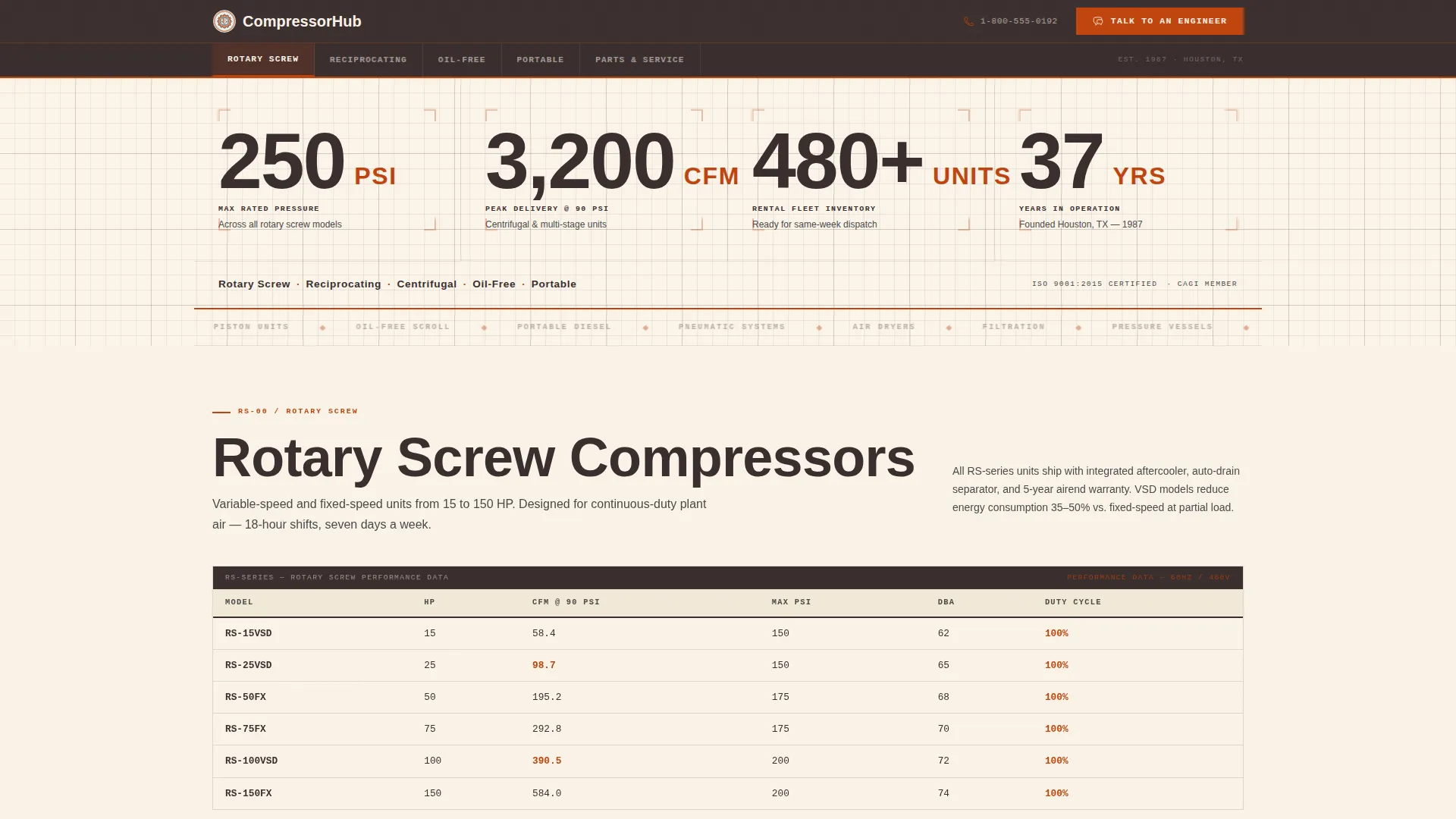 Industrial Compressor Landing Page Template