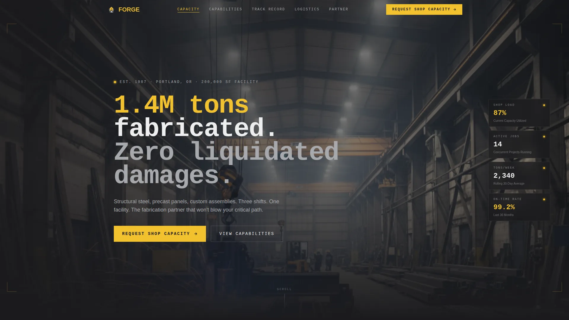 Construction Contract Manufacturer Landing Page Template