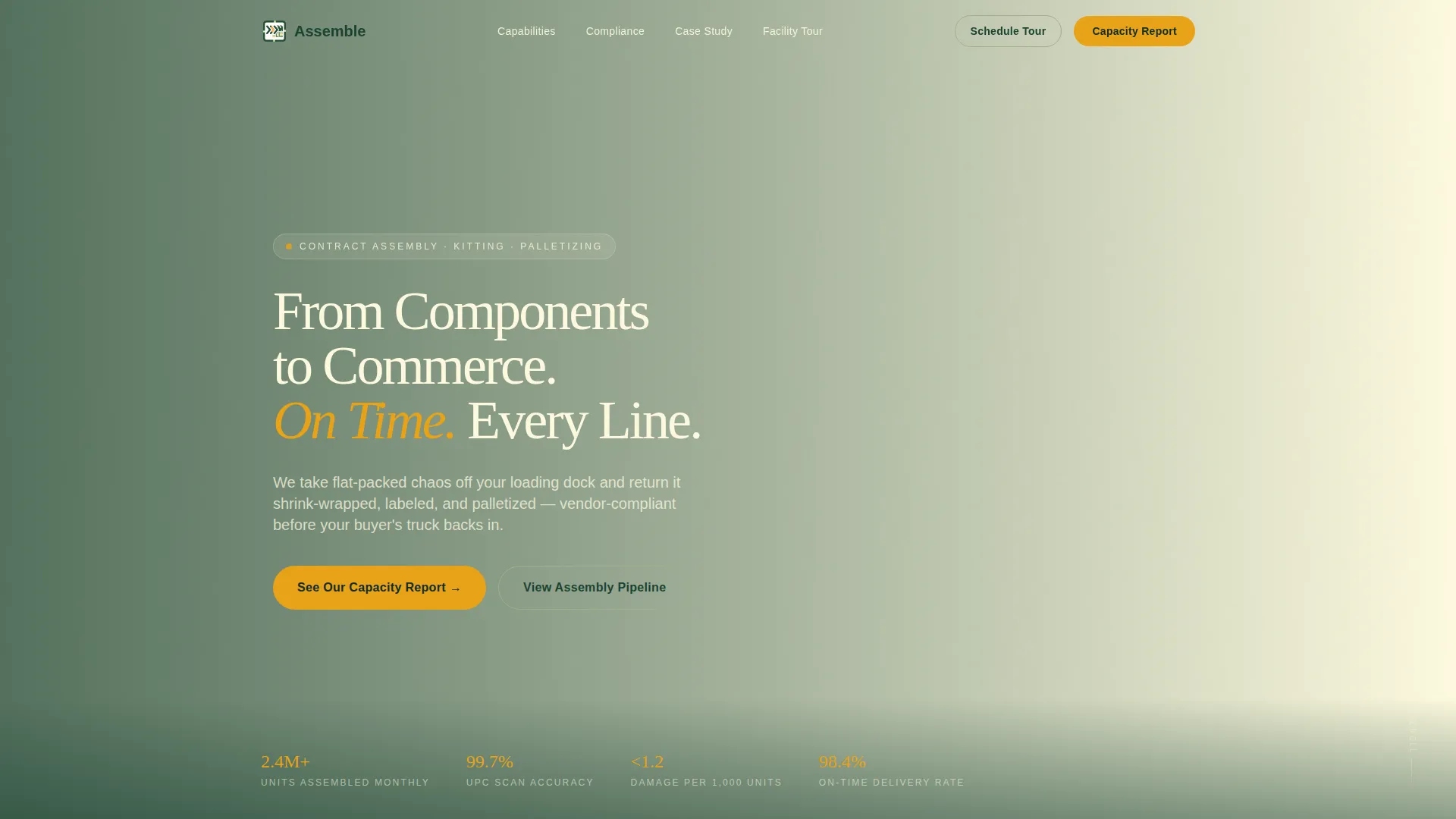 Consumer Goods Assembly Service Landing Page