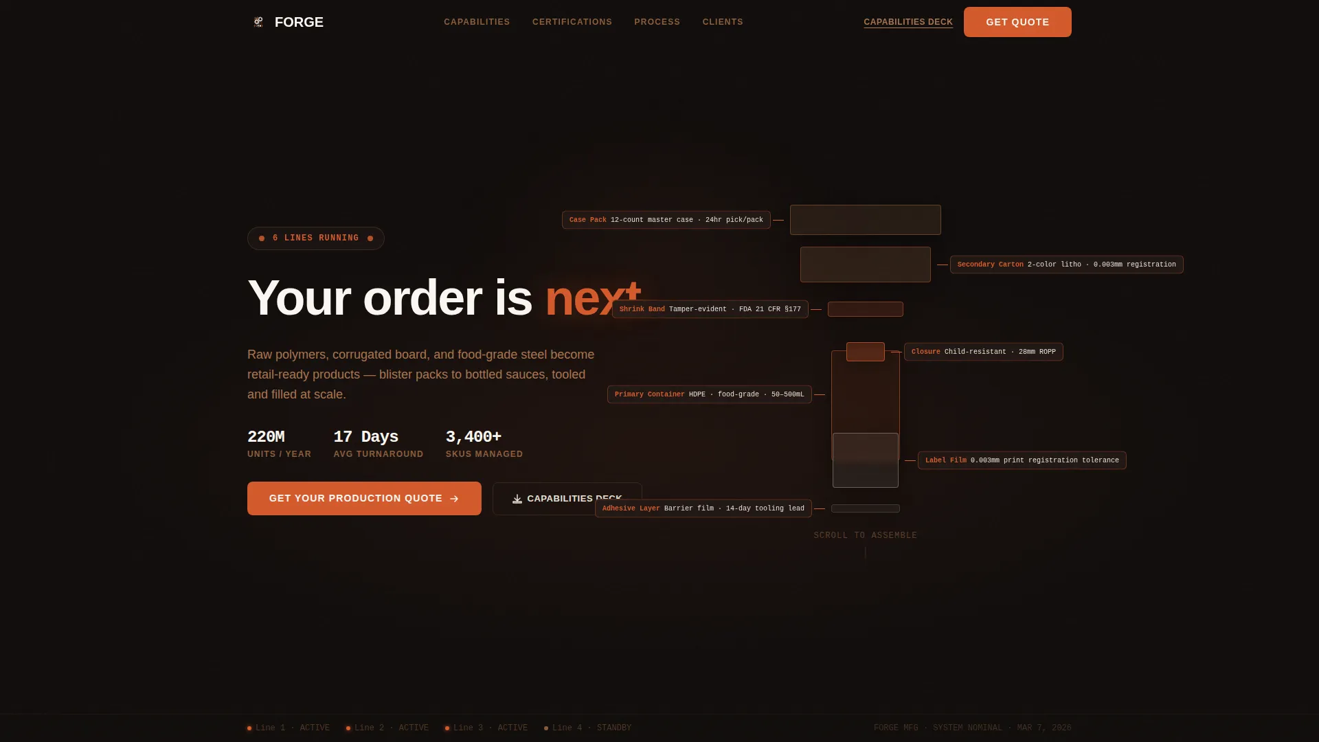Consumer Goods Manufacturing Professional Website Template
