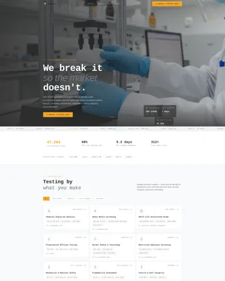Consumer Goods Quality Testing Lab Landing Page