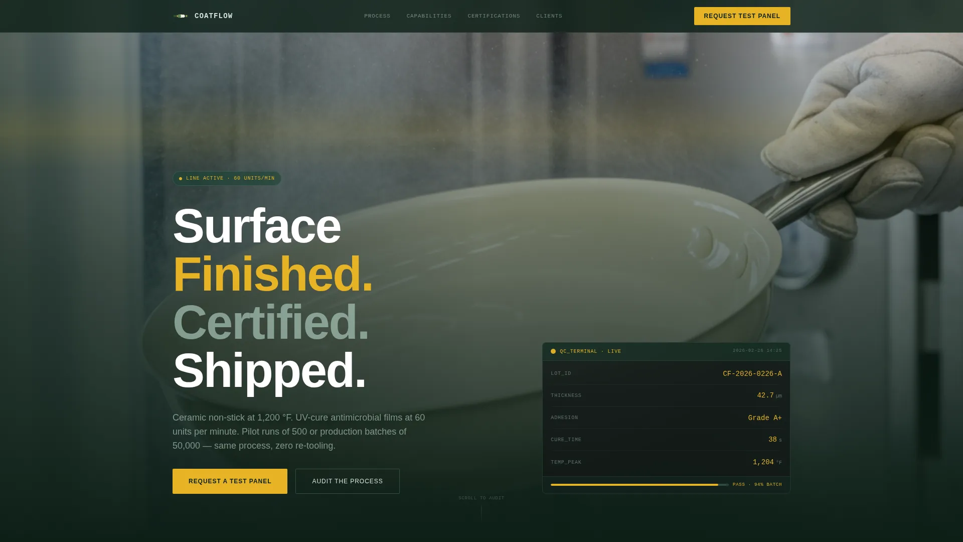 Industrial Finishing Dashboard Landing Page Template