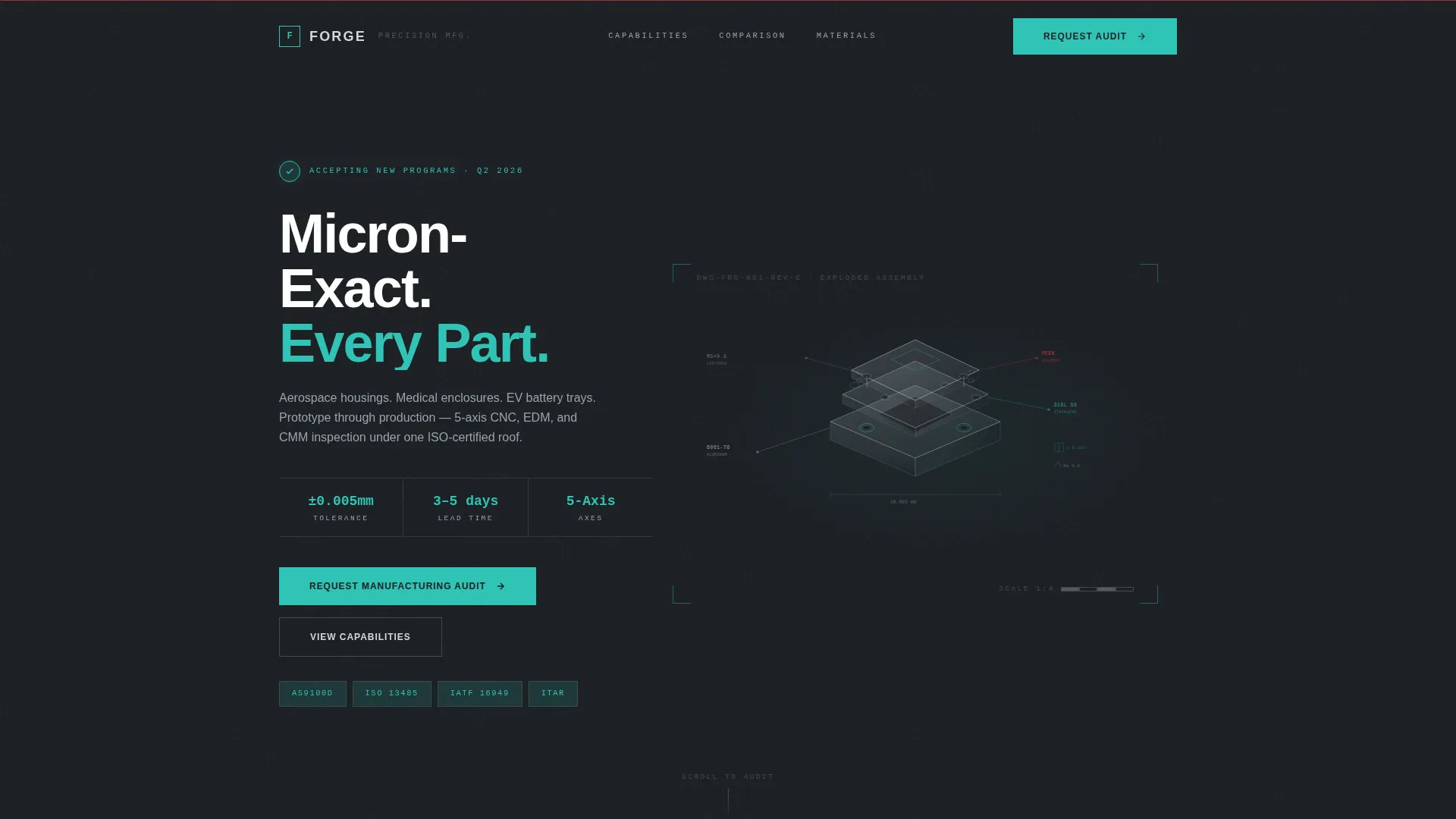 Precision Contract Manufacturer Landing Page Template