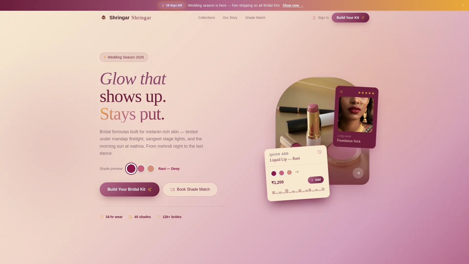 Radiant Bridal | Free Website Template | Rocket