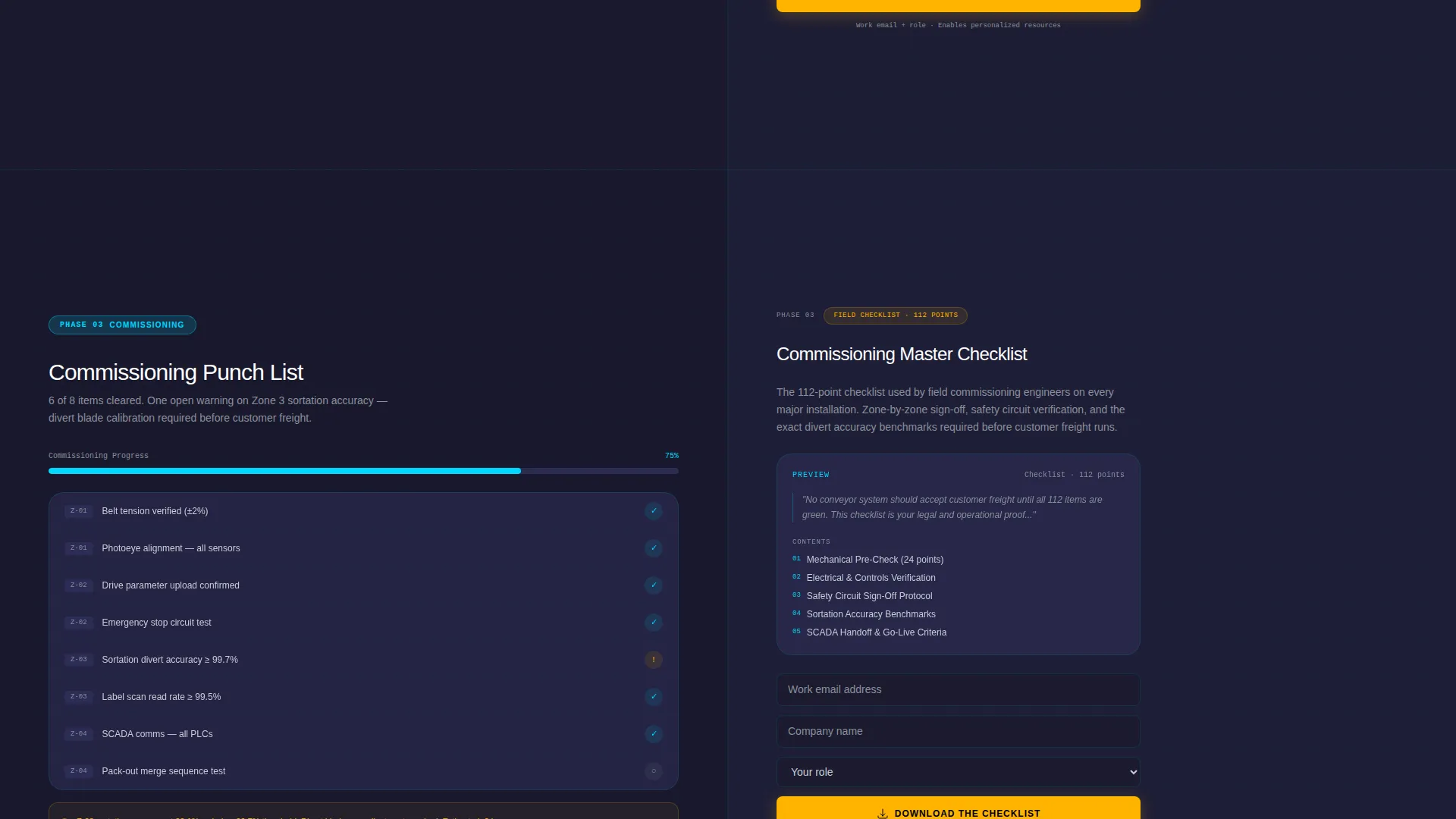 Material Handling Landing Page Template