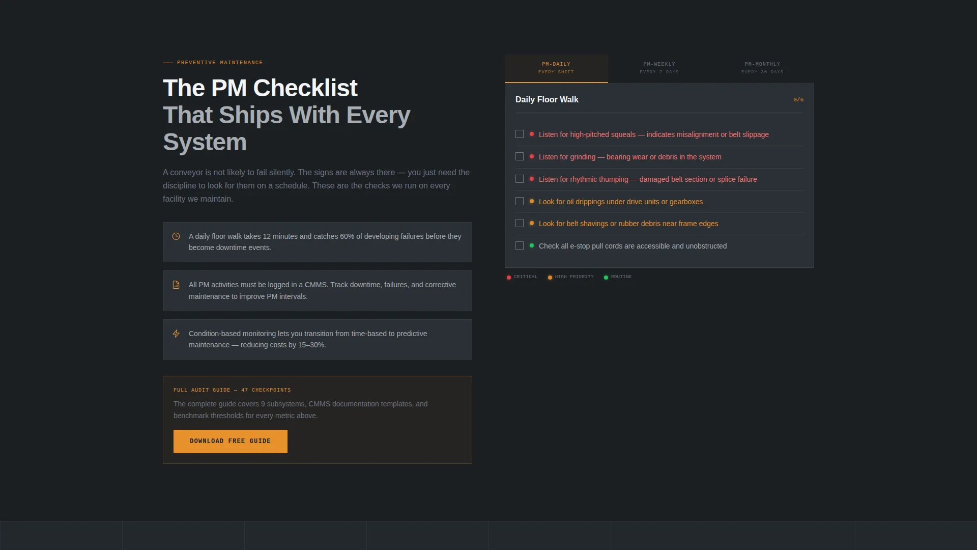 Conveyor Systems Audit Landing Page Template