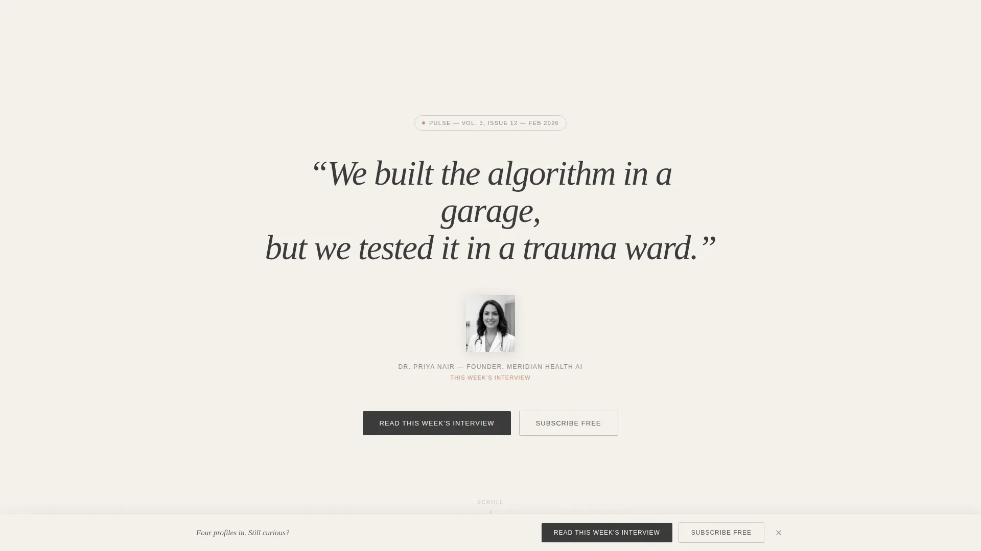 Healthtech Interview Newsletter Landing Page Template