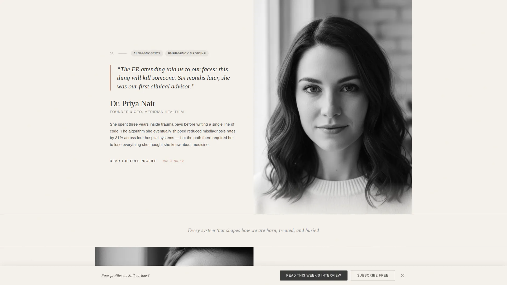 Healthtech Interview Newsletter Landing Page Template