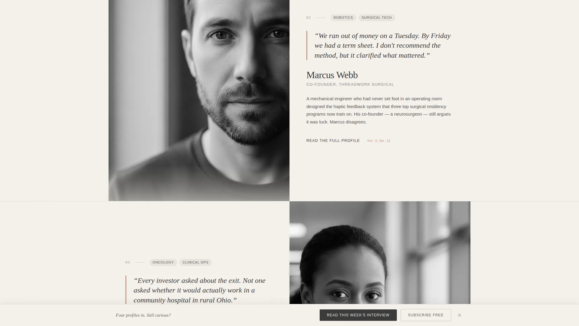 Healthtech Interview Newsletter Landing Page Template