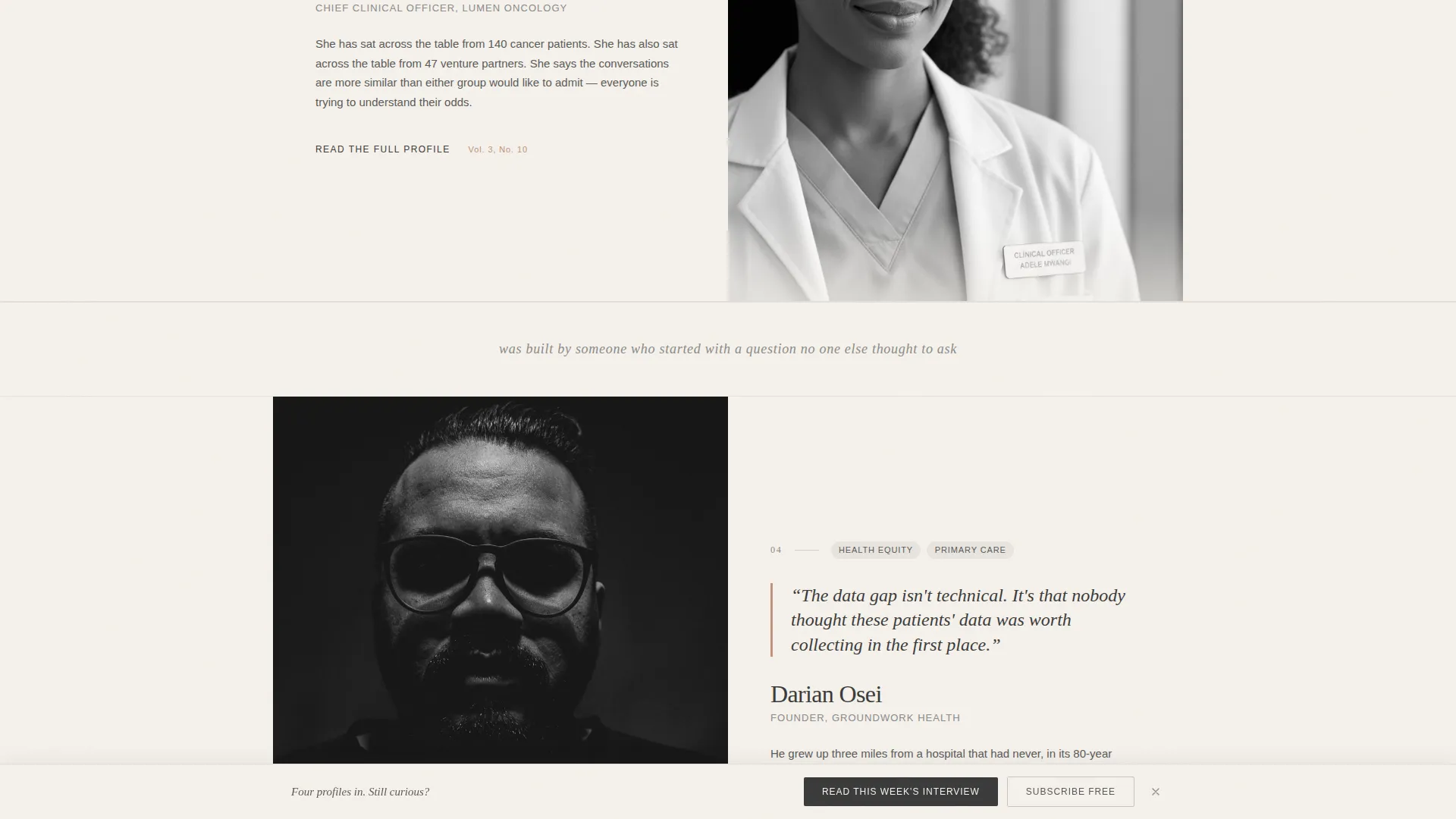 Healthtech Interview Newsletter Landing Page Template