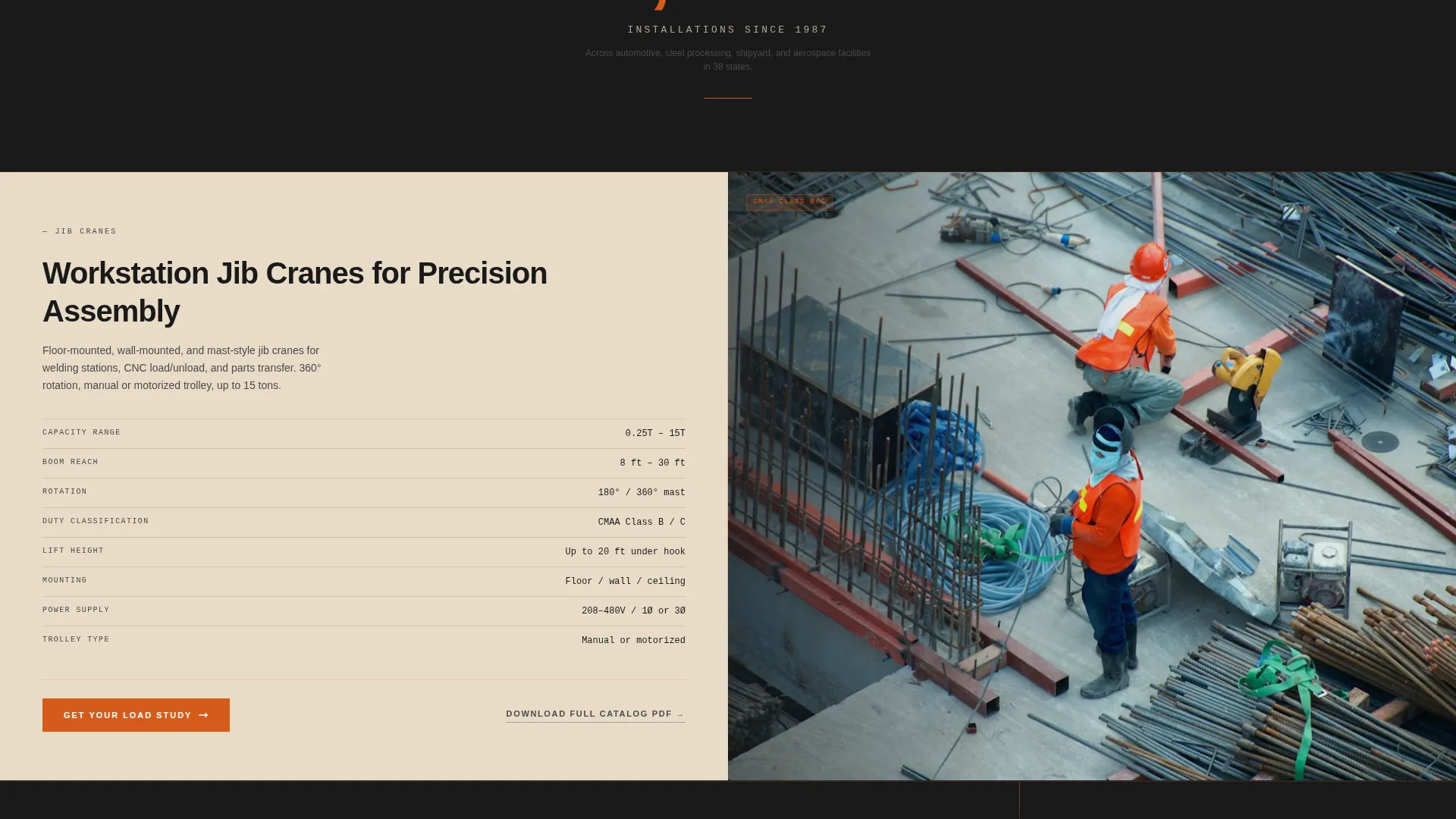 Crane & Hoist Manufacturer Landing Page Template