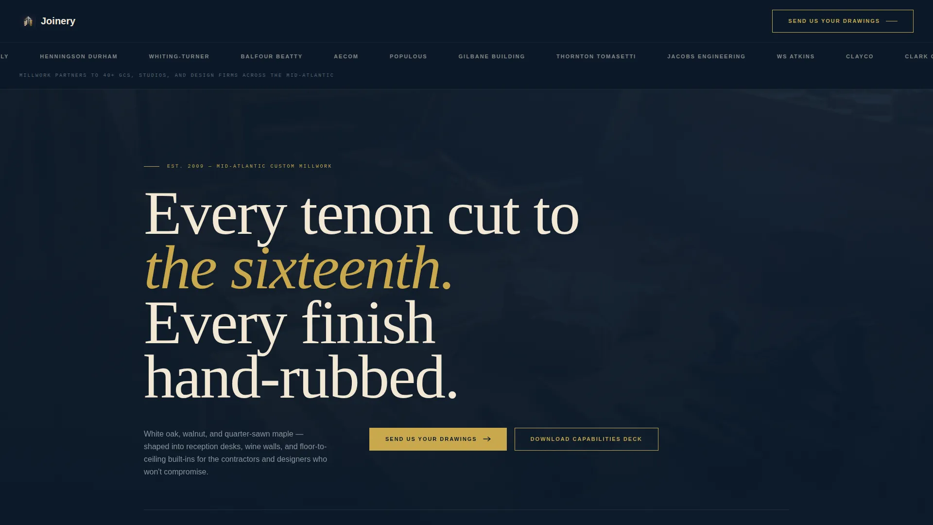 Millwork Landing Page Template for B2B Trade