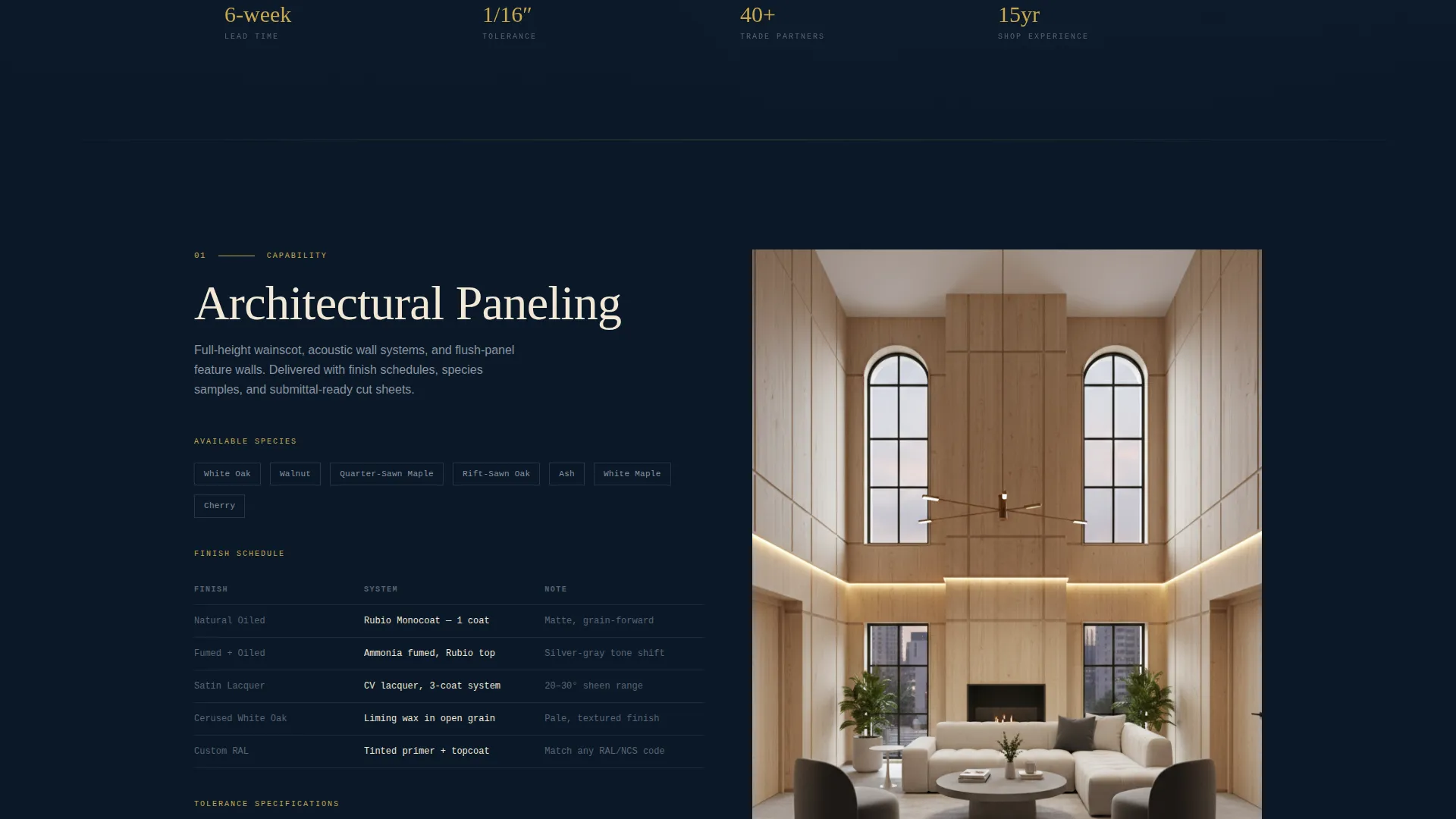 Millwork Landing Page Template for B2B Trade