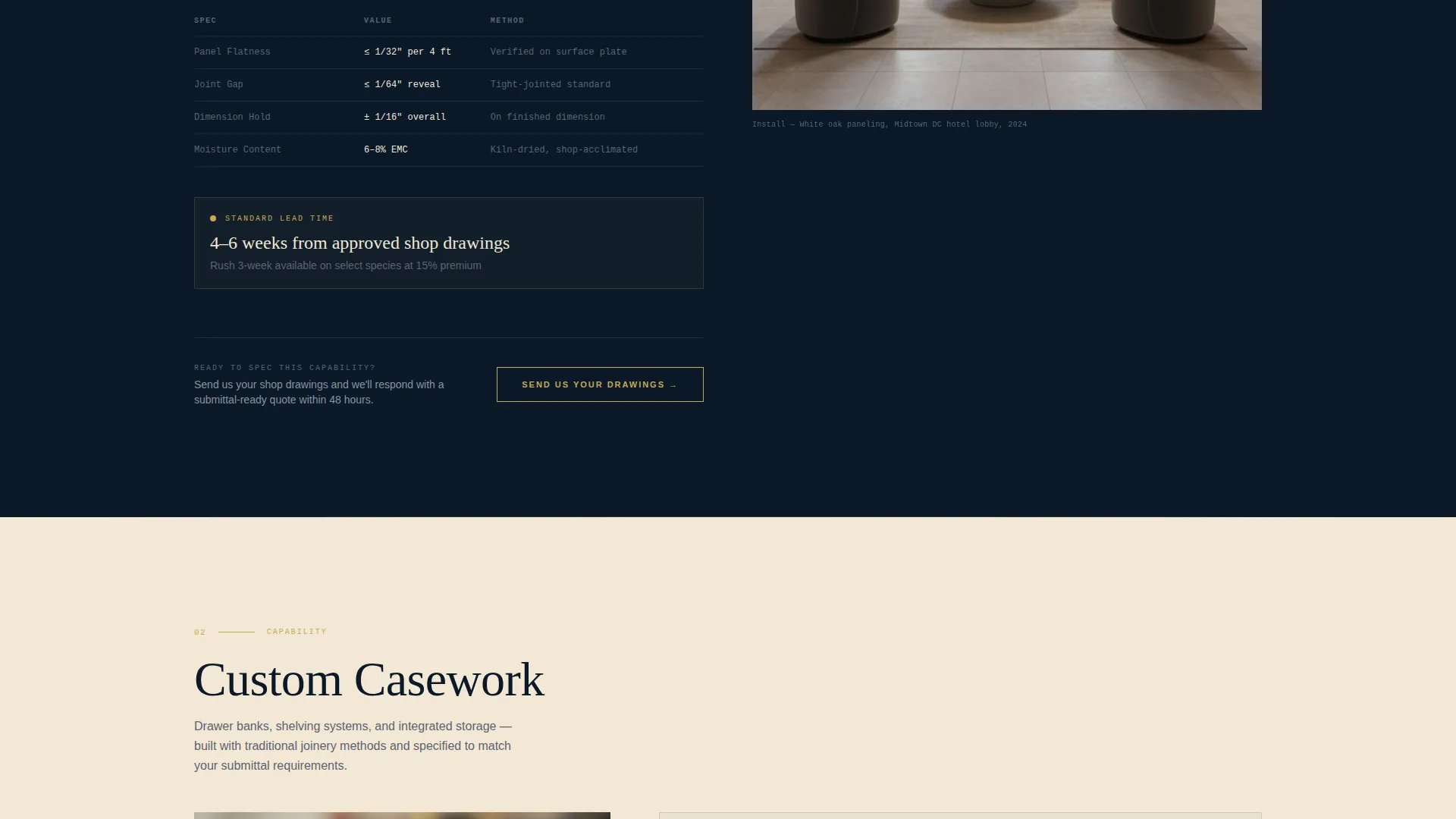 Millwork Landing Page Template for B2B Trade