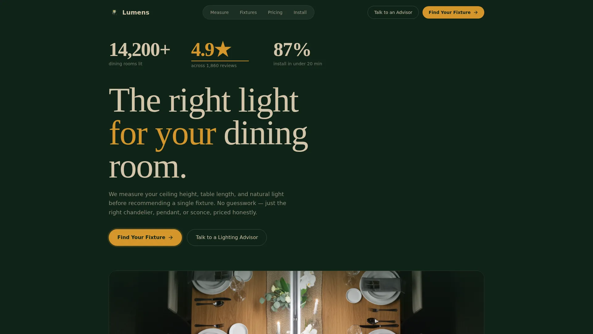 Dining Room Lighting Specialist Landing Page Template