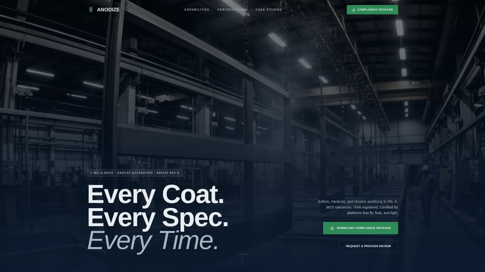 Defense Anodizing Service Landing Page Template