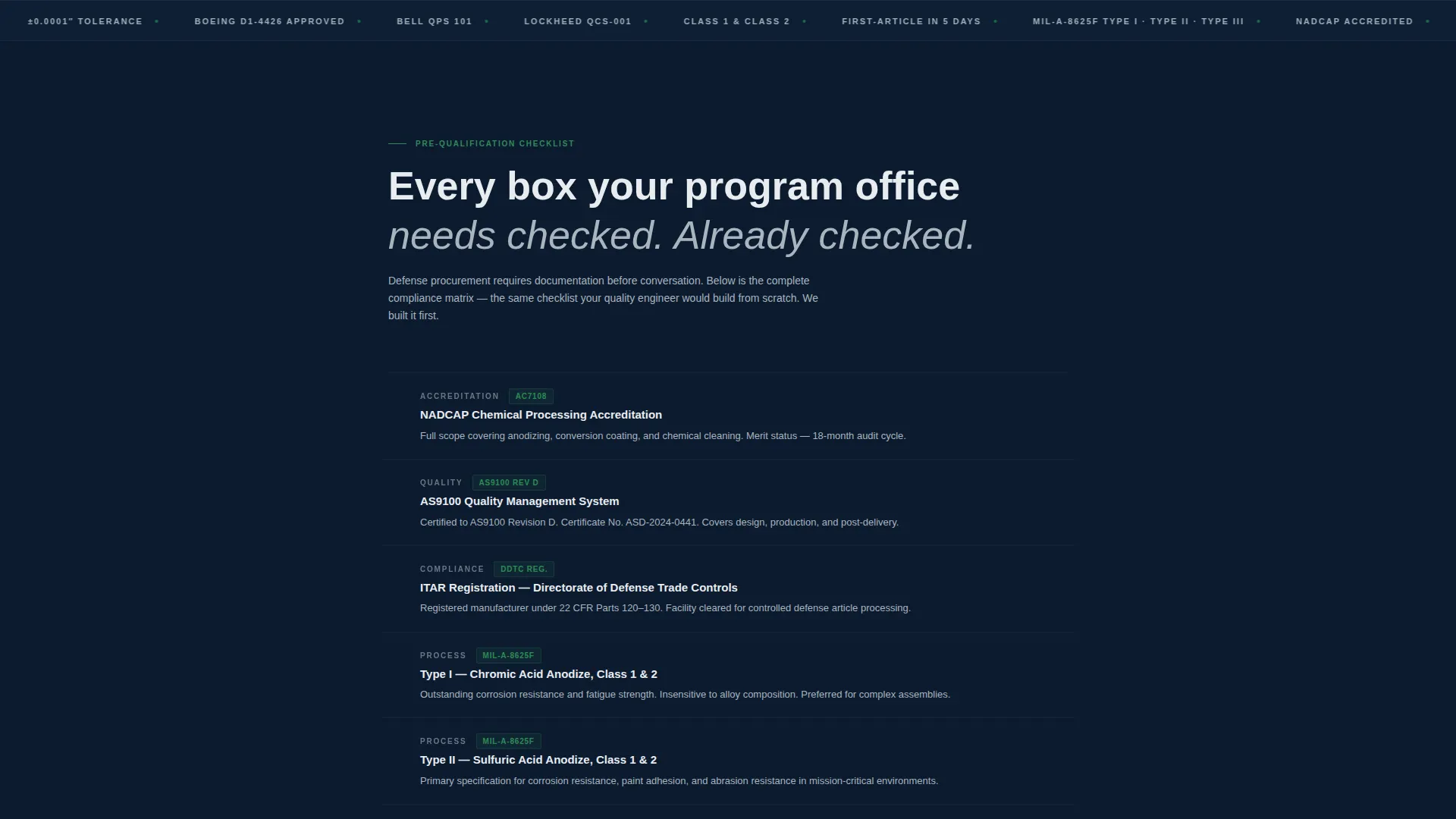 Defense Anodizing Service Landing Page Template