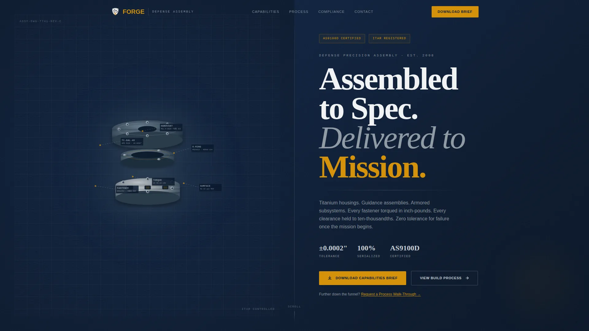 Defense Assembly Service Landing Page Template