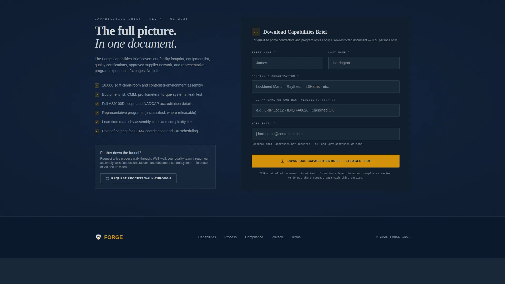 Defense Assembly Service Landing Page Template