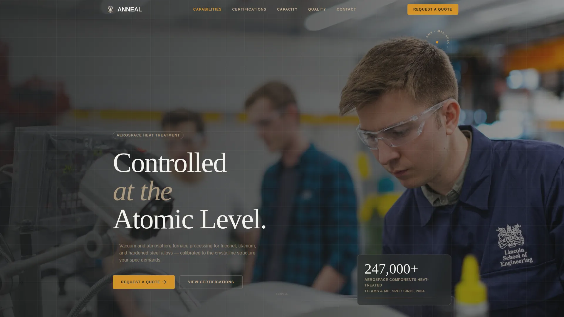 Defense Heat Treatment Landing Page Template