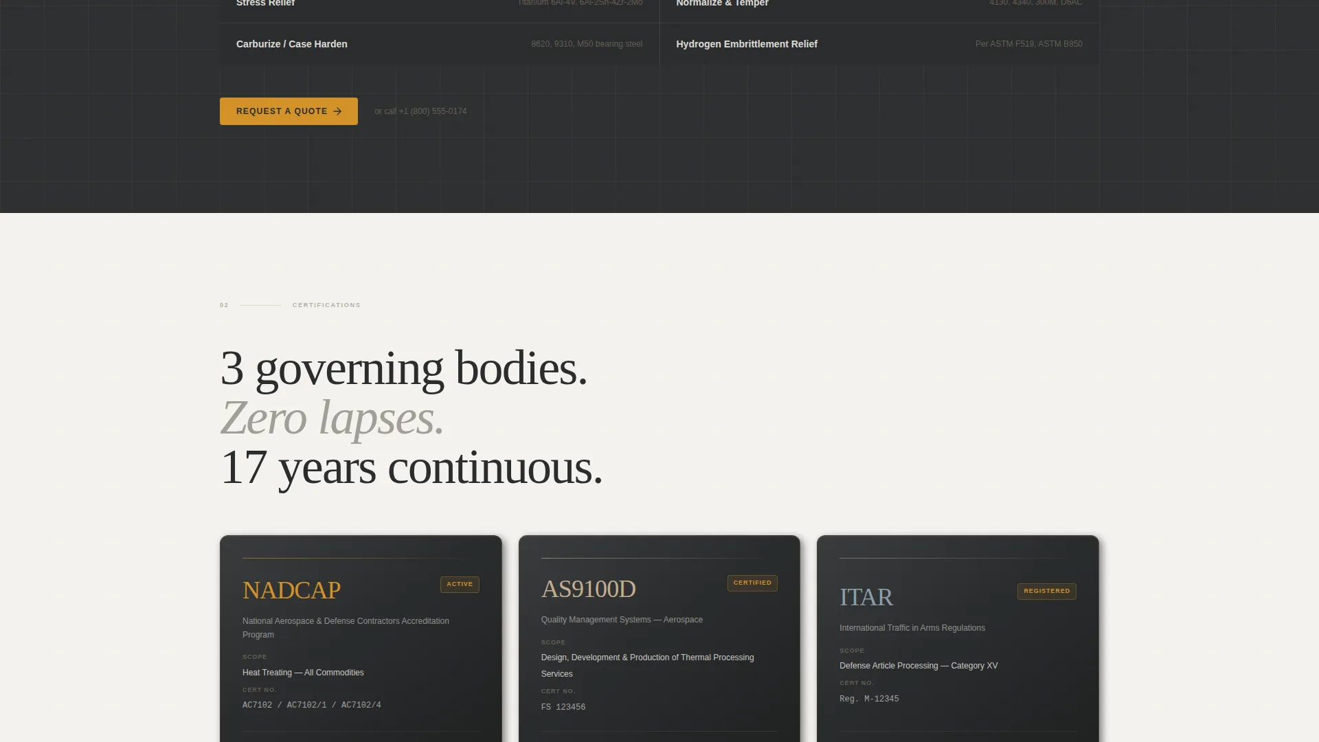 Defense Heat Treatment Landing Page Template