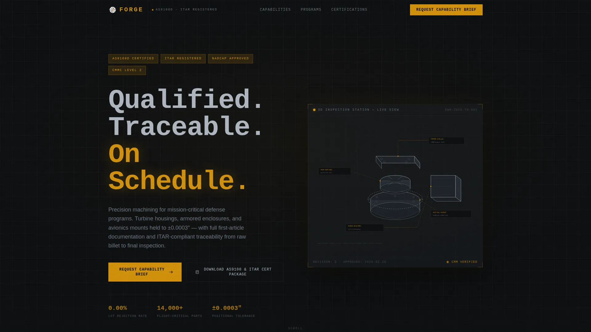 Precision Defense Manufacturer Landing Page Template