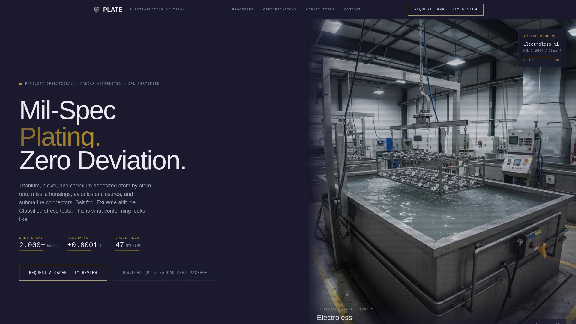 Defense Plating & Electroplating Landing Page Template
