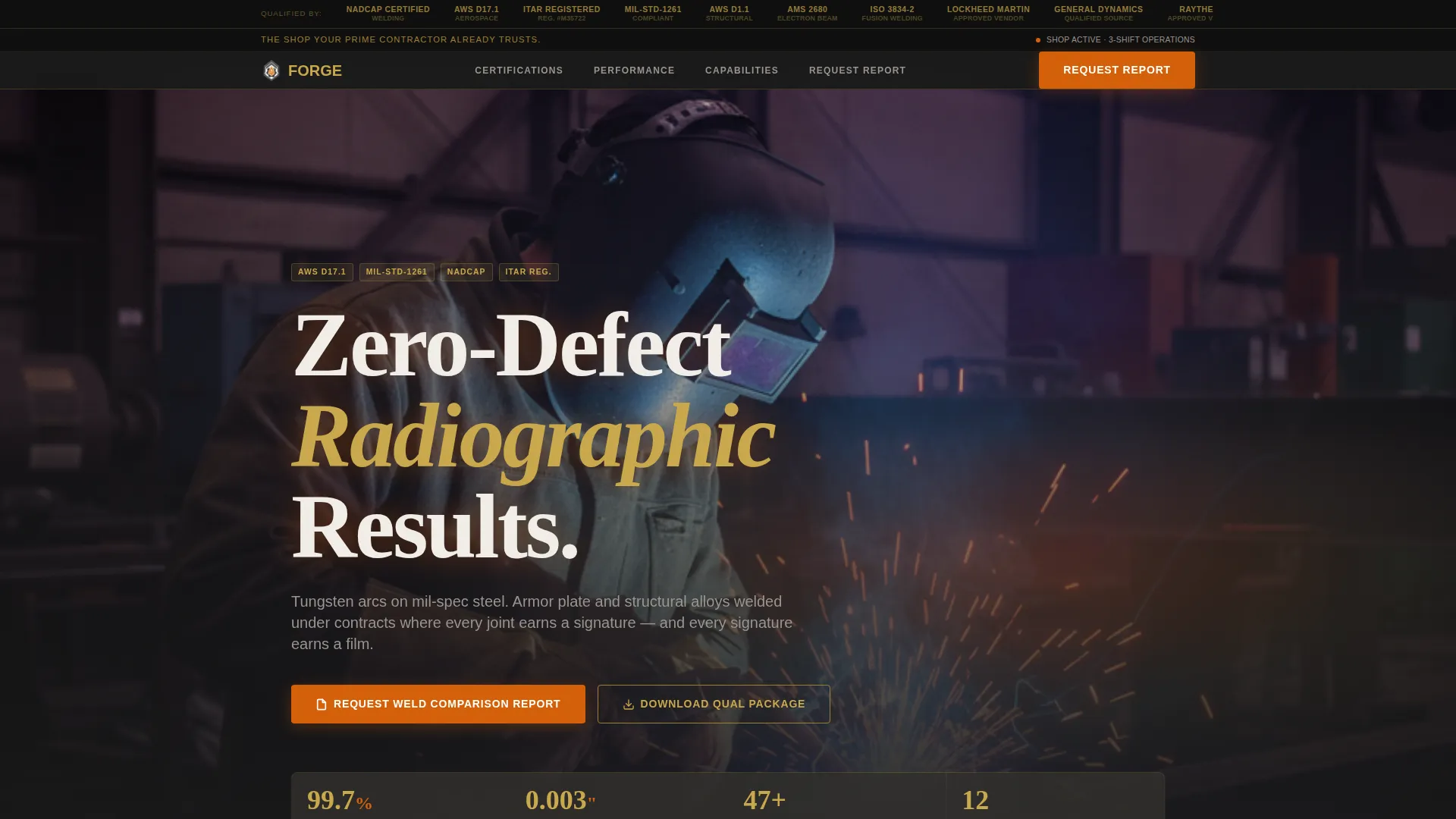 Defense Welding & Joining Service Landing Page Template