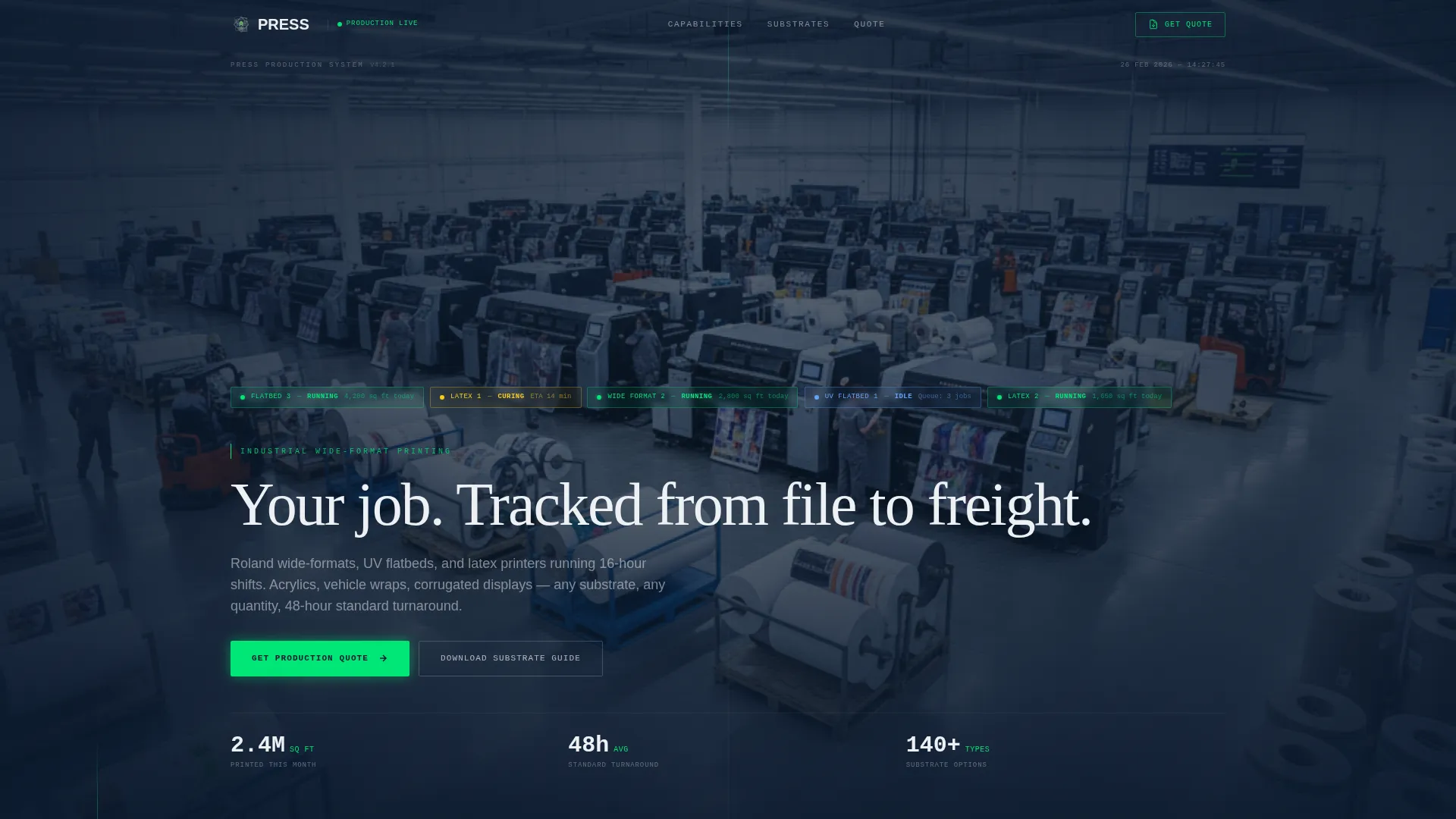 Digital Printing Dashboard Landing Page Template