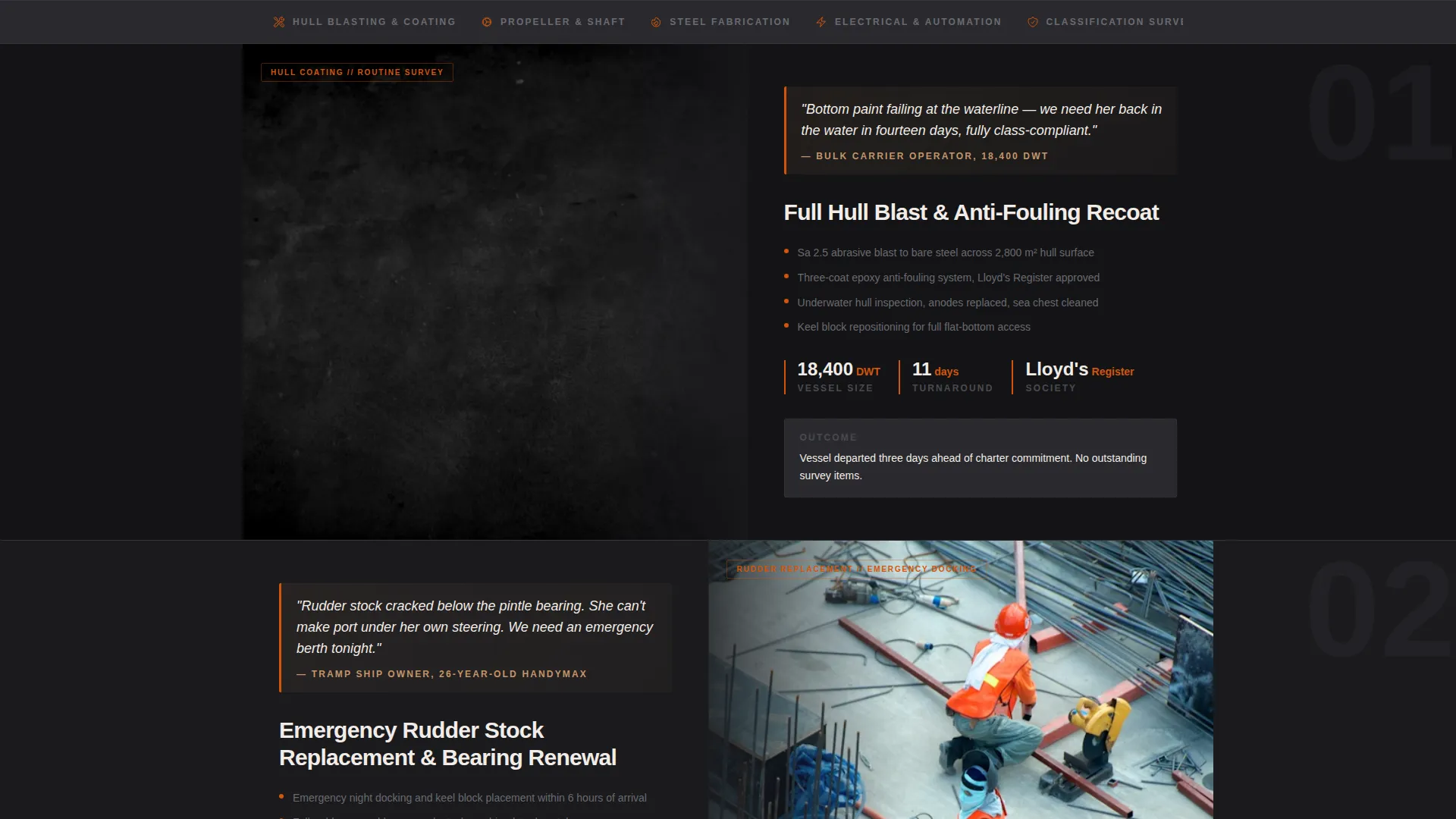 Industrial Ship Repair Landing Page Template