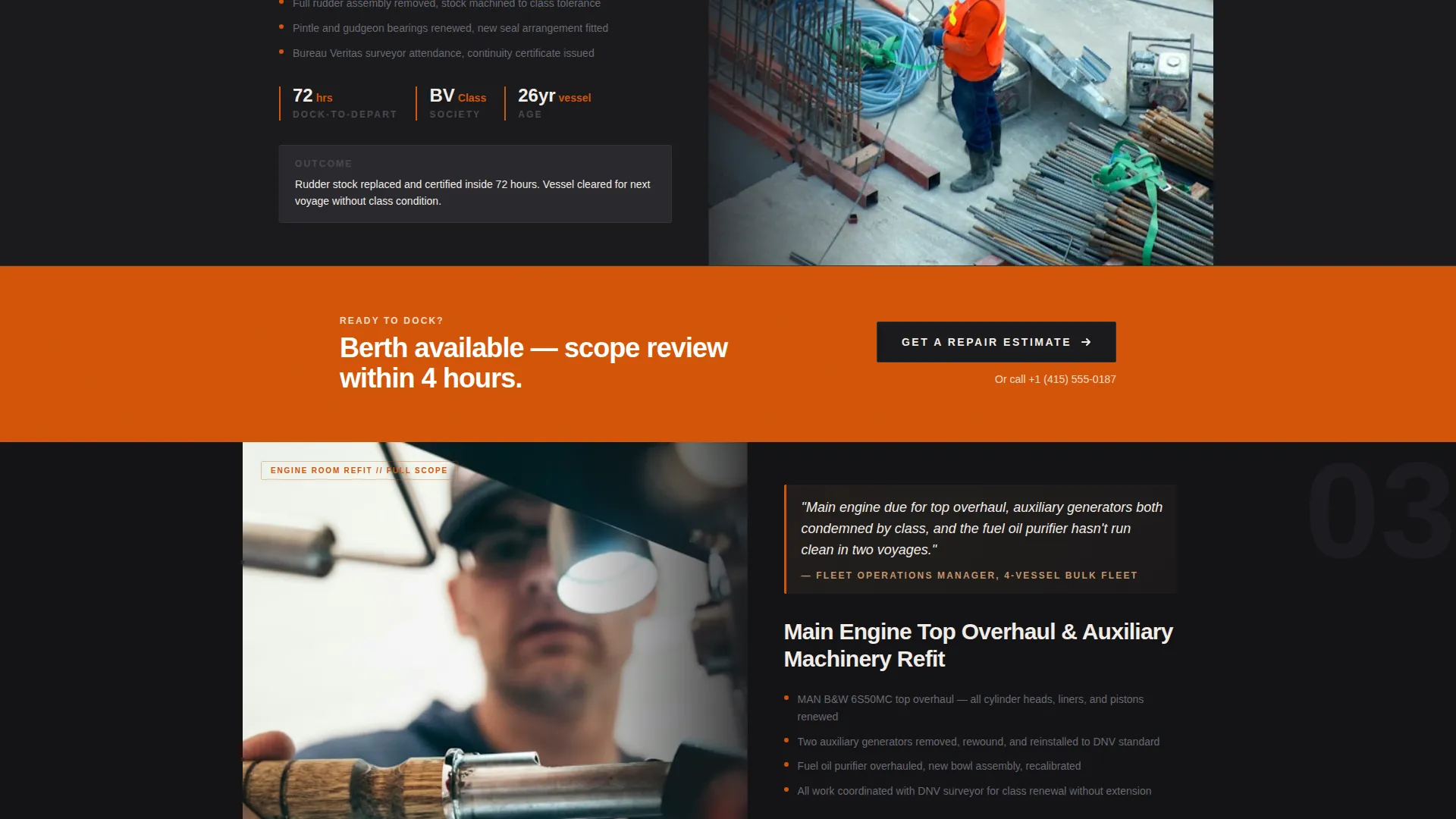 Industrial Ship Repair Landing Page Template