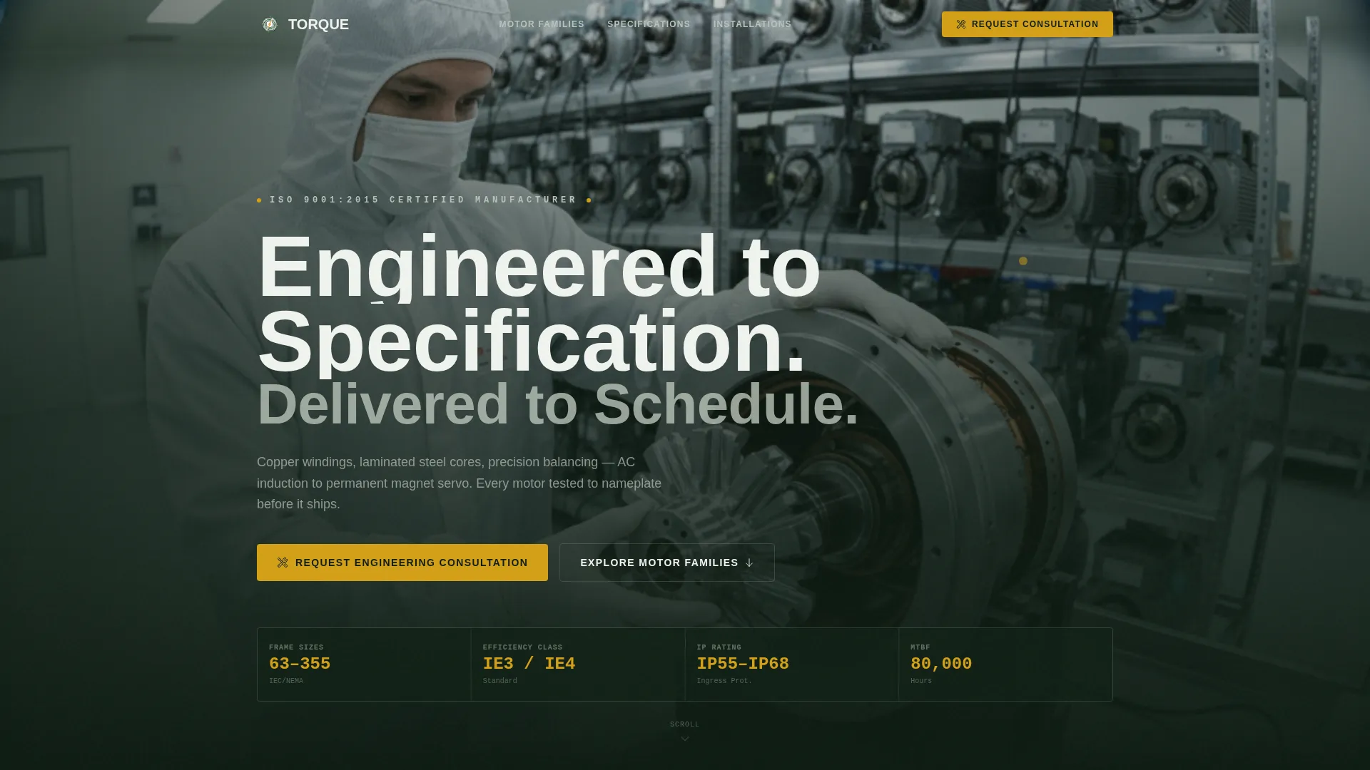 Electric Motor Manufacturer Landing Page Template
